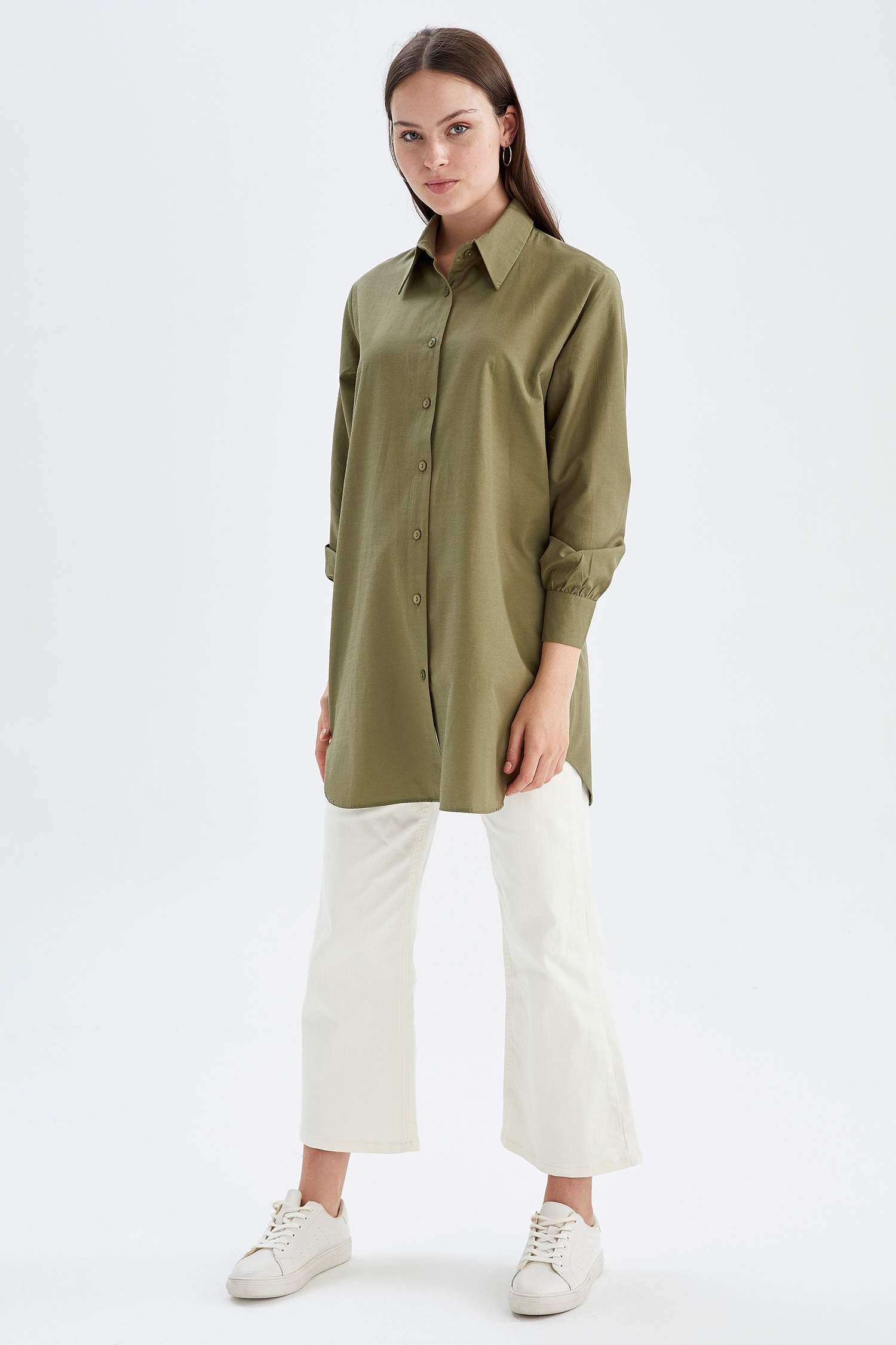 Regular Fit Uzun Kollu Poplin Gömlek Tunik