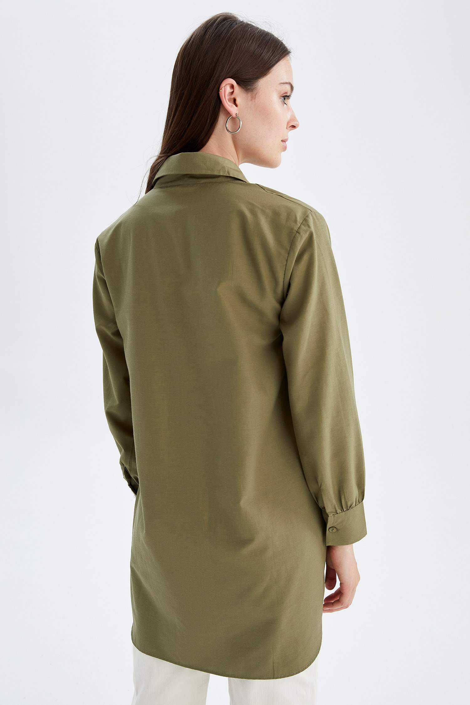Regular Fit Uzun Kollu Poplin Gömlek Tunik