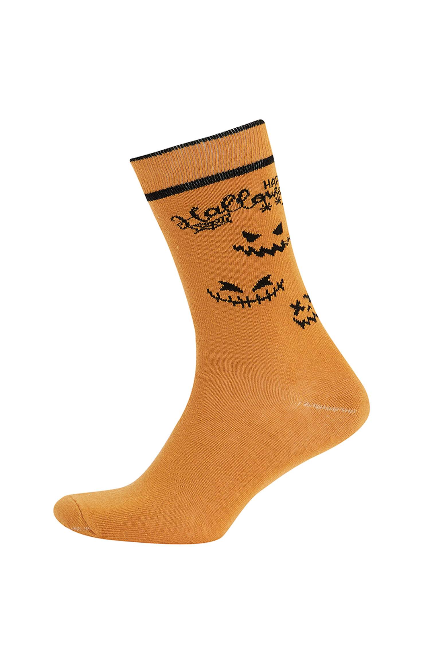 Erkek Halloween Desenli Pamuklu Desenli 2'li Soket Çorap