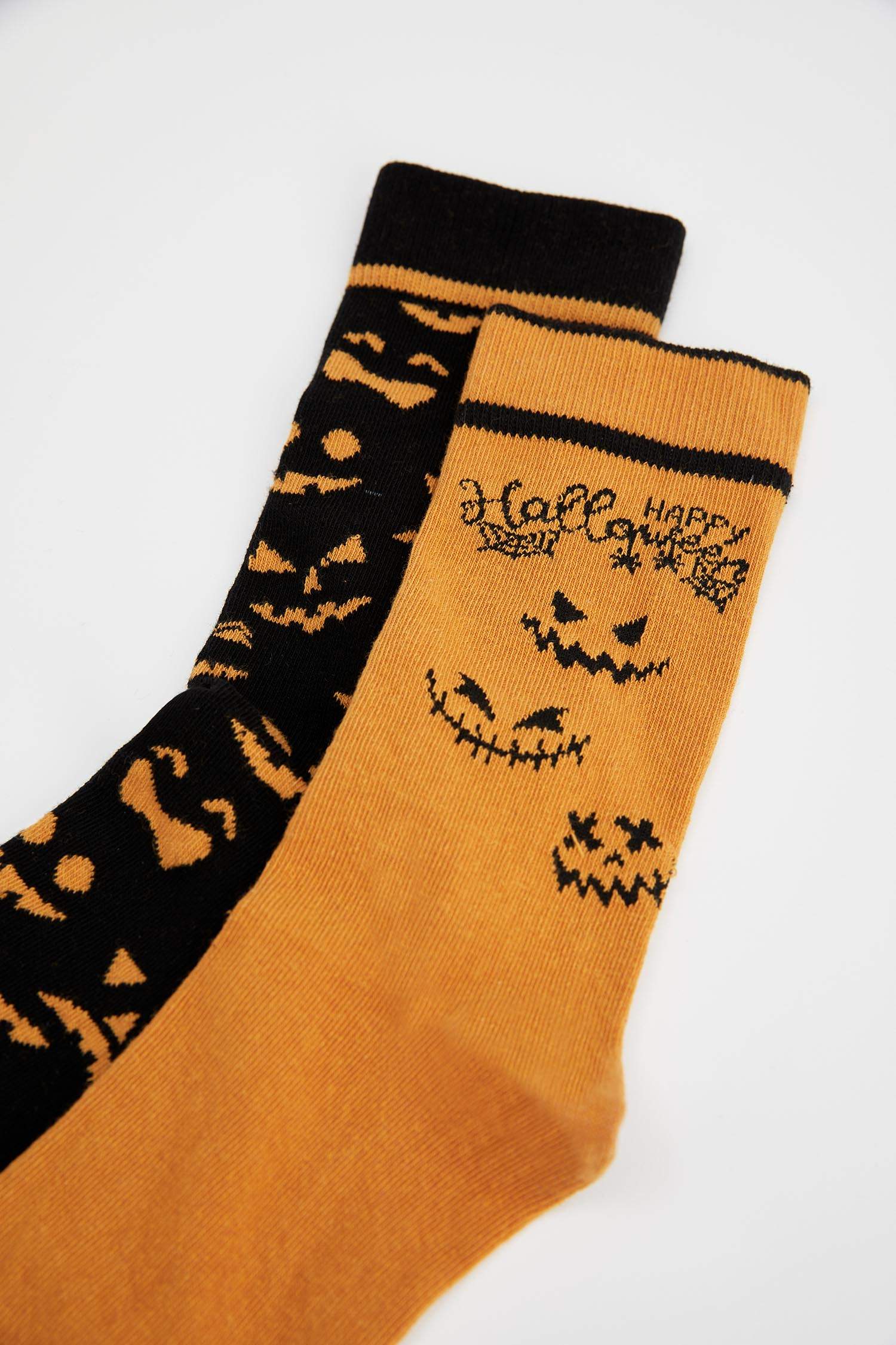 Erkek Halloween Desenli Pamuklu Desenli 2'li Soket Çorap