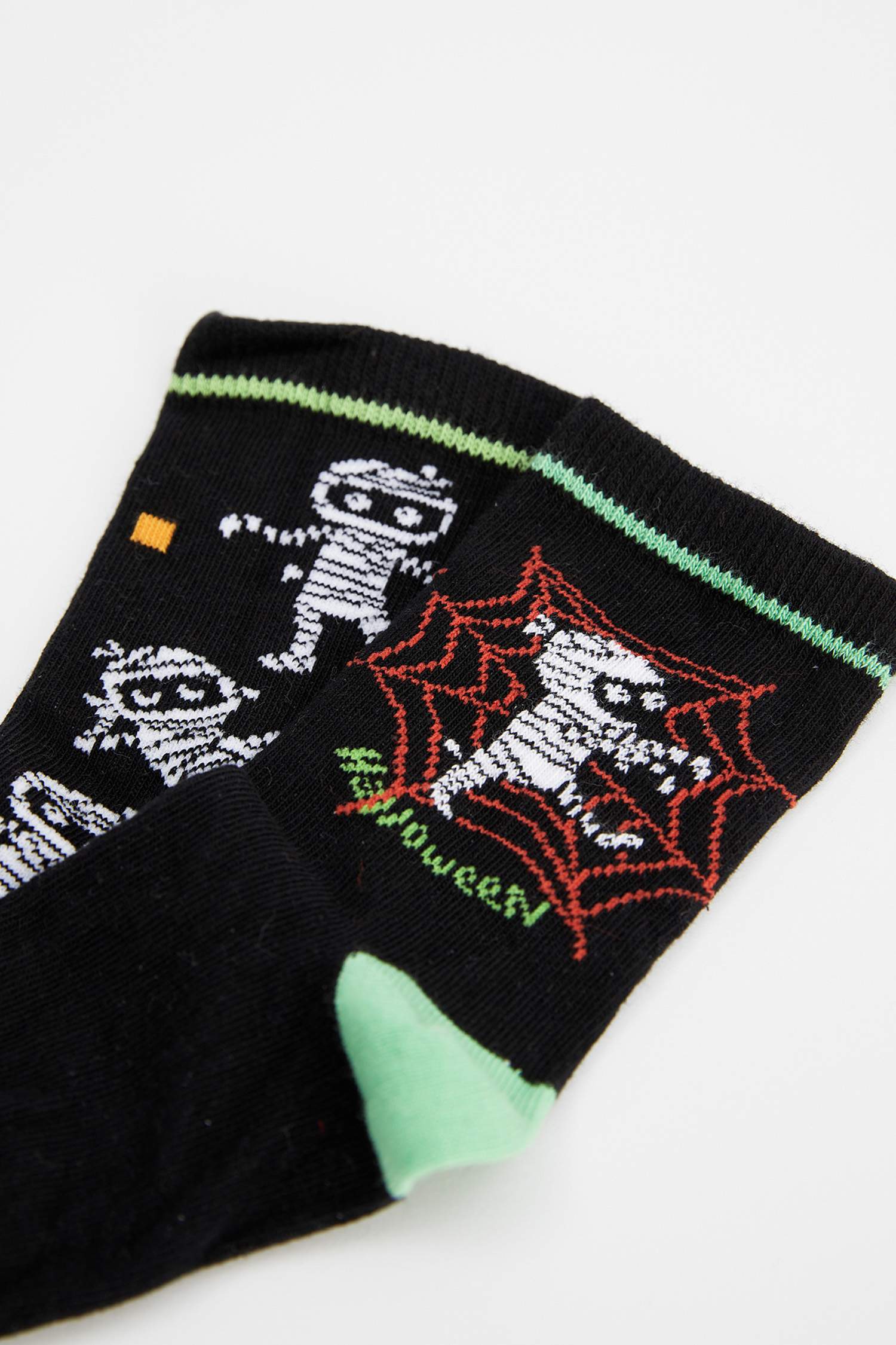 Erkek Çocuk Halloween Temalı Mumya Desenli 2'li Uzun Çorap
