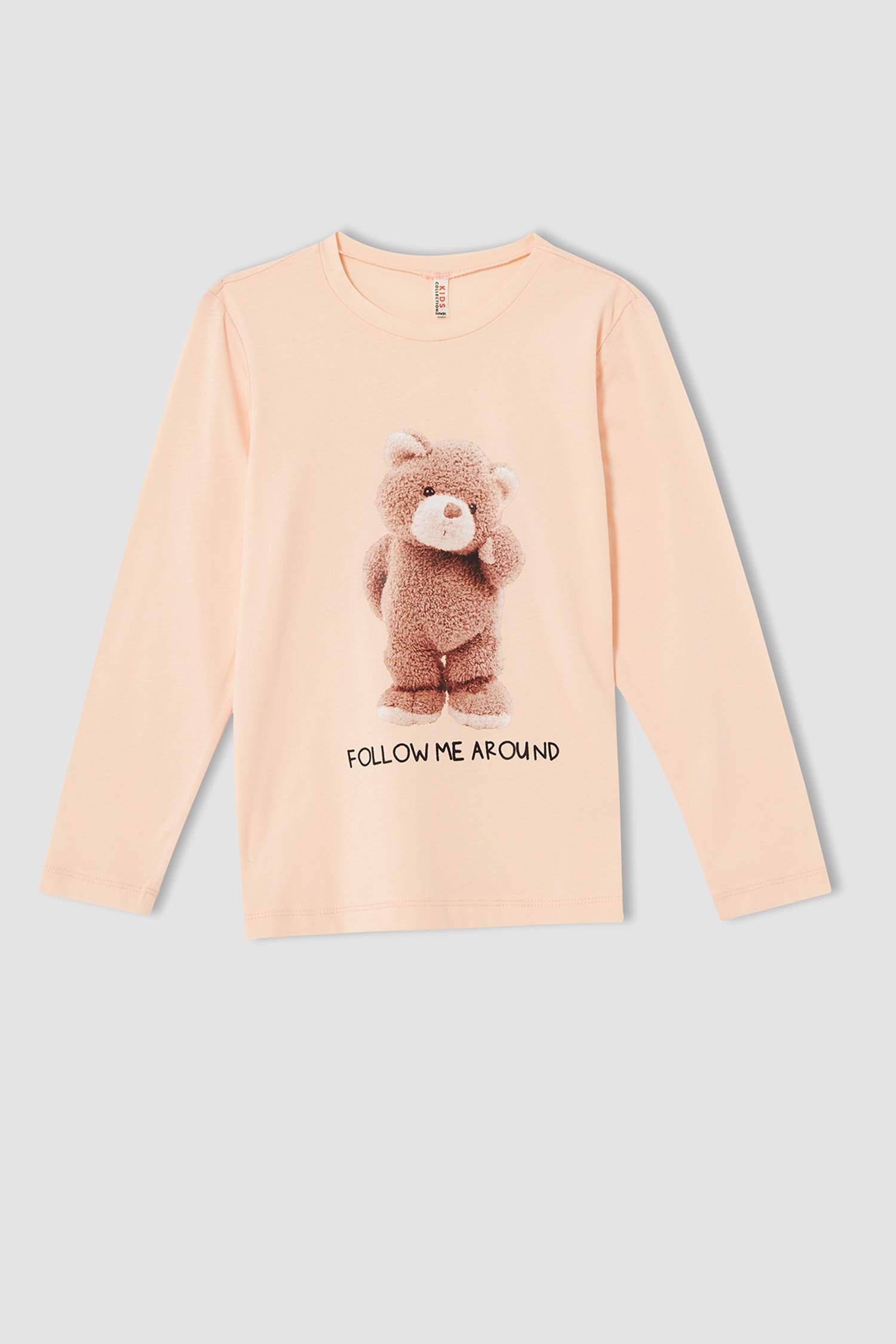 Kız Çocuk Ayıcık Baskılı Uzun Kollu Pijama Takımı