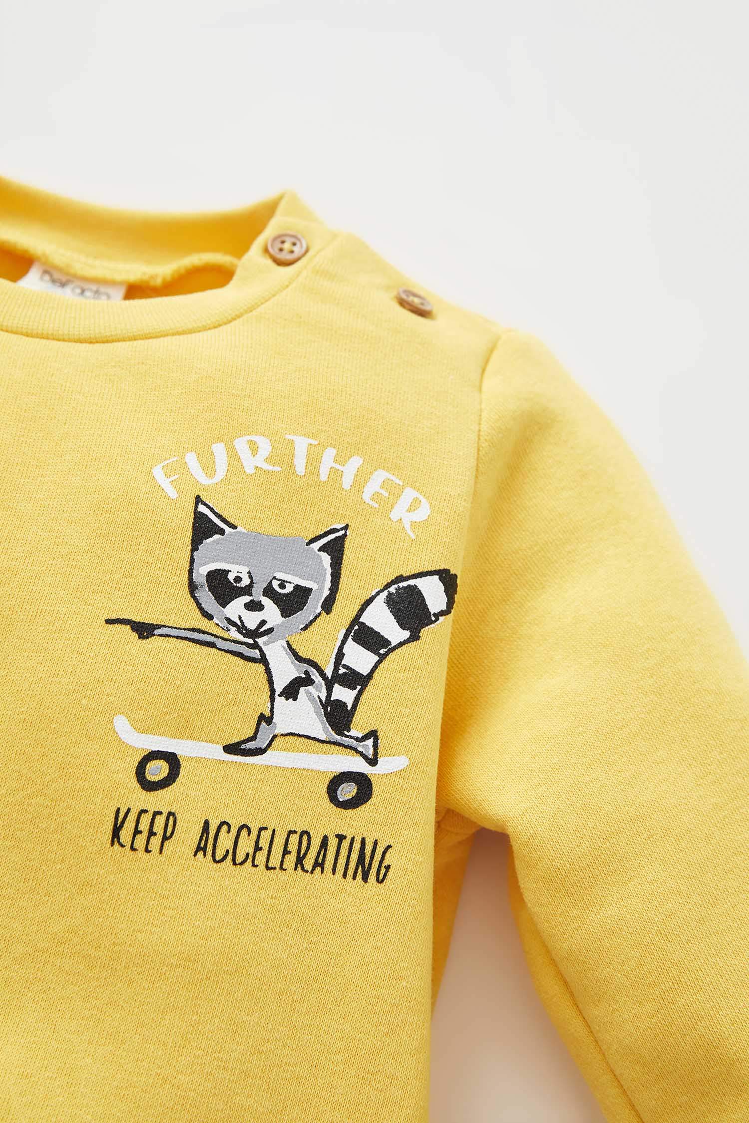 Erkek Bebek Regular Fit Kedi Baskılı Uzun Kollu Selanik 2'li Takım