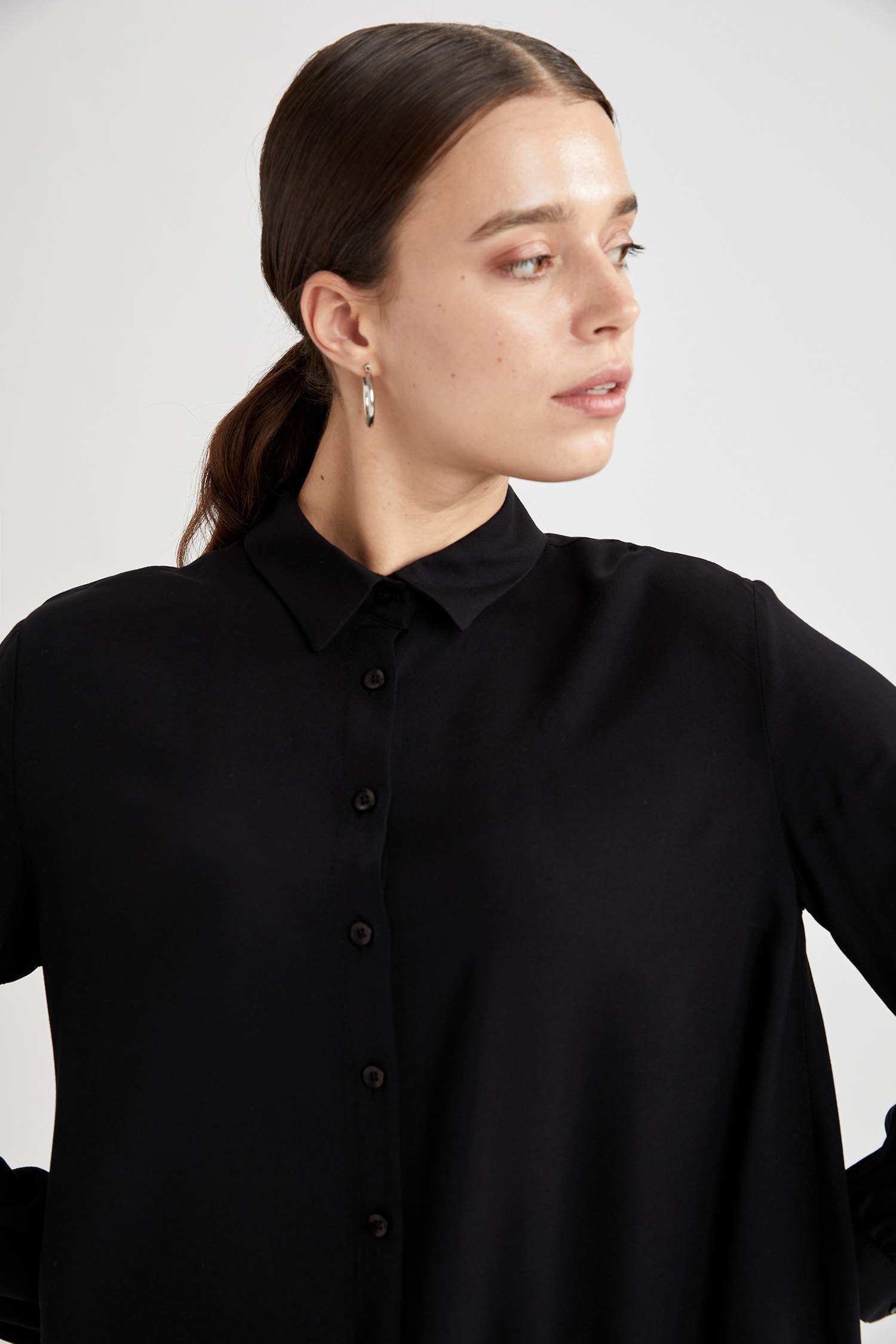 Regular Fit Uzun Kollu Uzun Kollu Dokuma Tunik