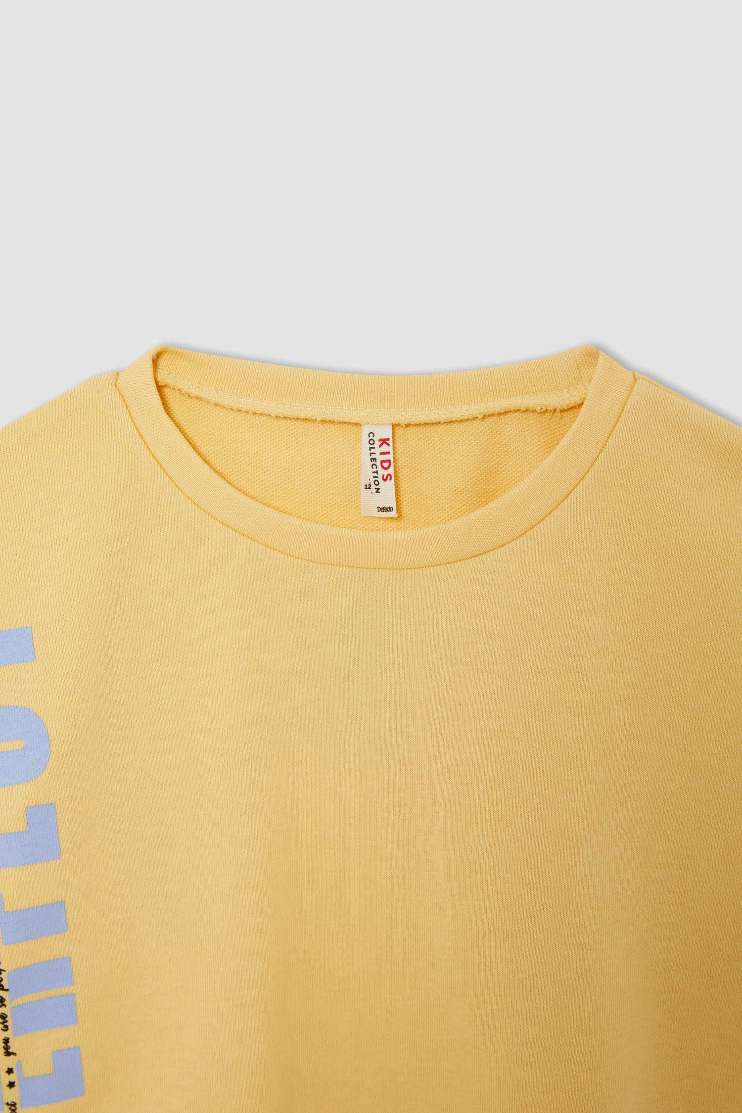 Kız Çocuk Regular Fit Bisiklet Yaka Baskılı Sweatshirt