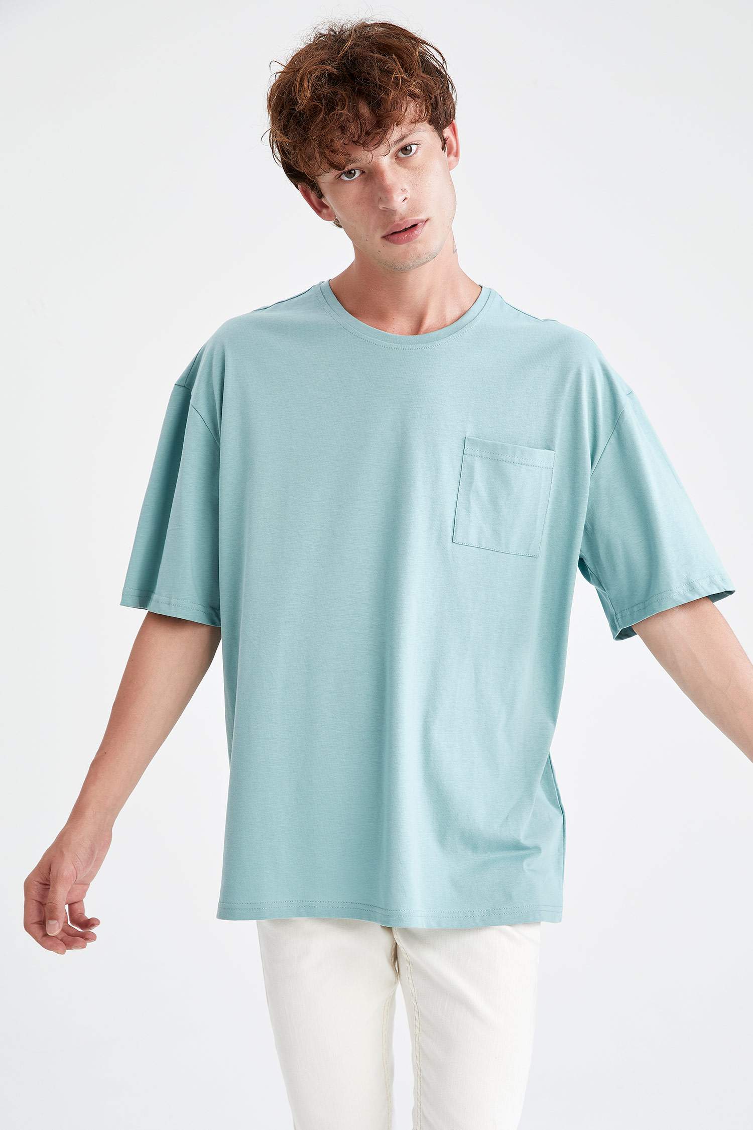 Oversize Fit Bisiklet Yaka Basic Kısa Kollu Tişört