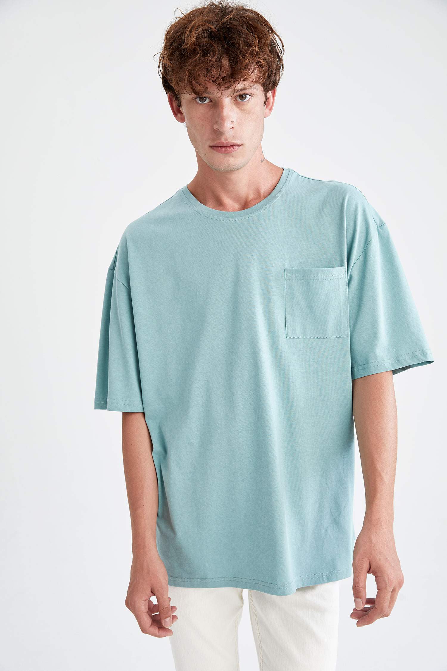 Oversize Fit Bisiklet Yaka Basic Kısa Kollu Tişört