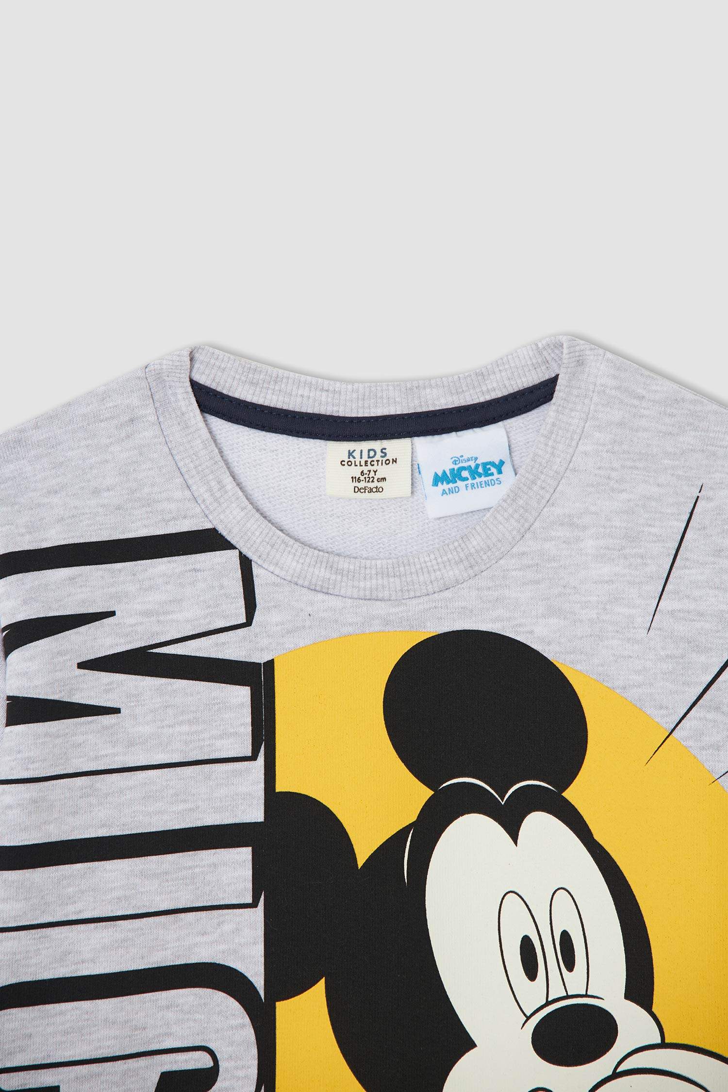 Erkek Çocuk Mickey Mouse Lisanslı Kalın Sweatshirt Kumaşı Uzun Kollu Pijama Takım