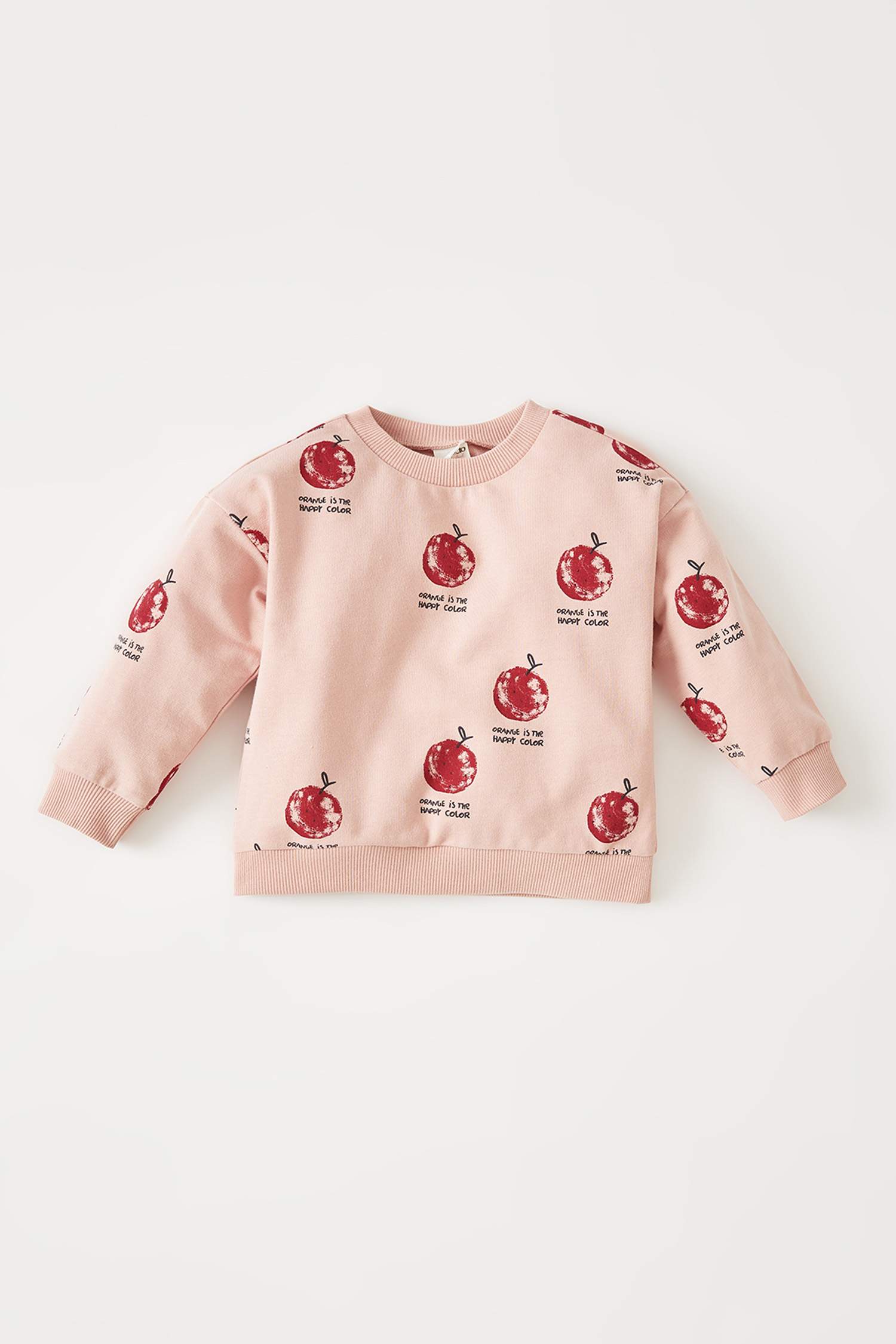 Kız Bebek Regular Fit Portakal Desenli Pamuklu Sweatshirt