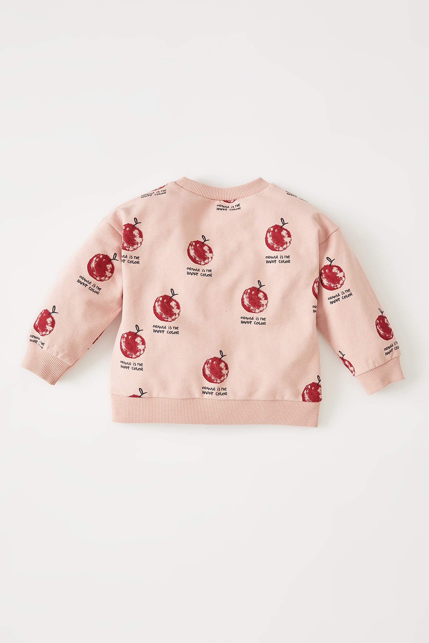 Kız Bebek Regular Fit Portakal Desenli Pamuklu Sweatshirt
