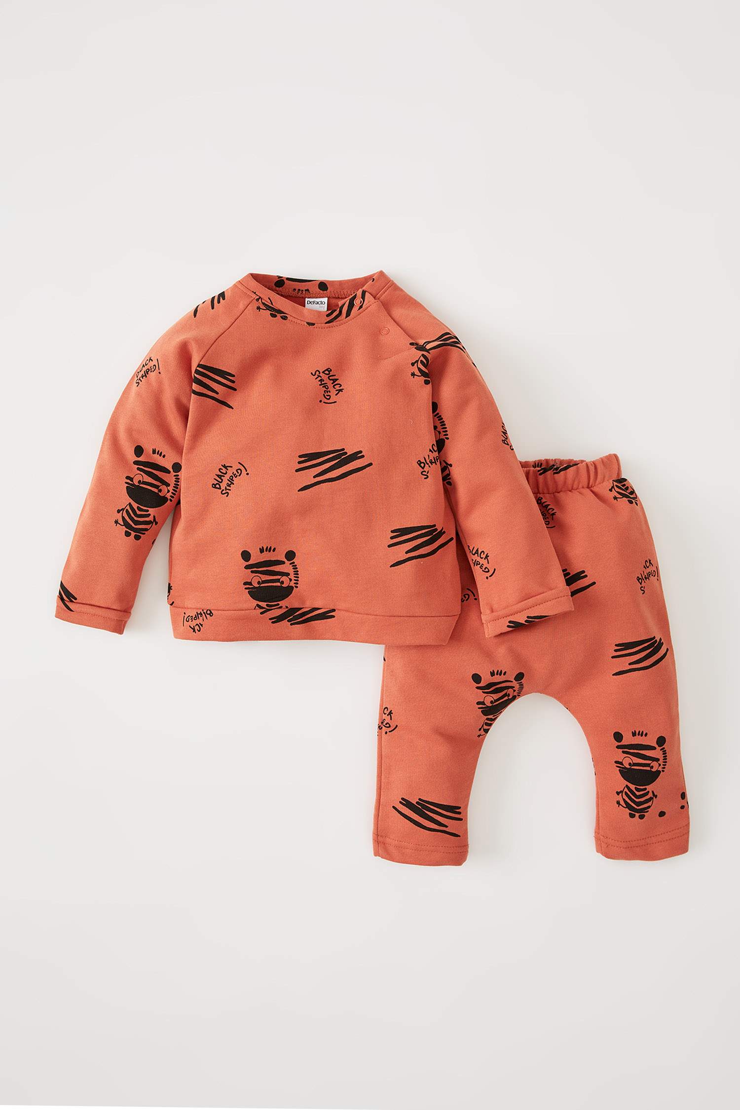 Kız Bebek Zebra Desenli Uzun Kollu İçi Yumuşak Tüylü 2'li Takım