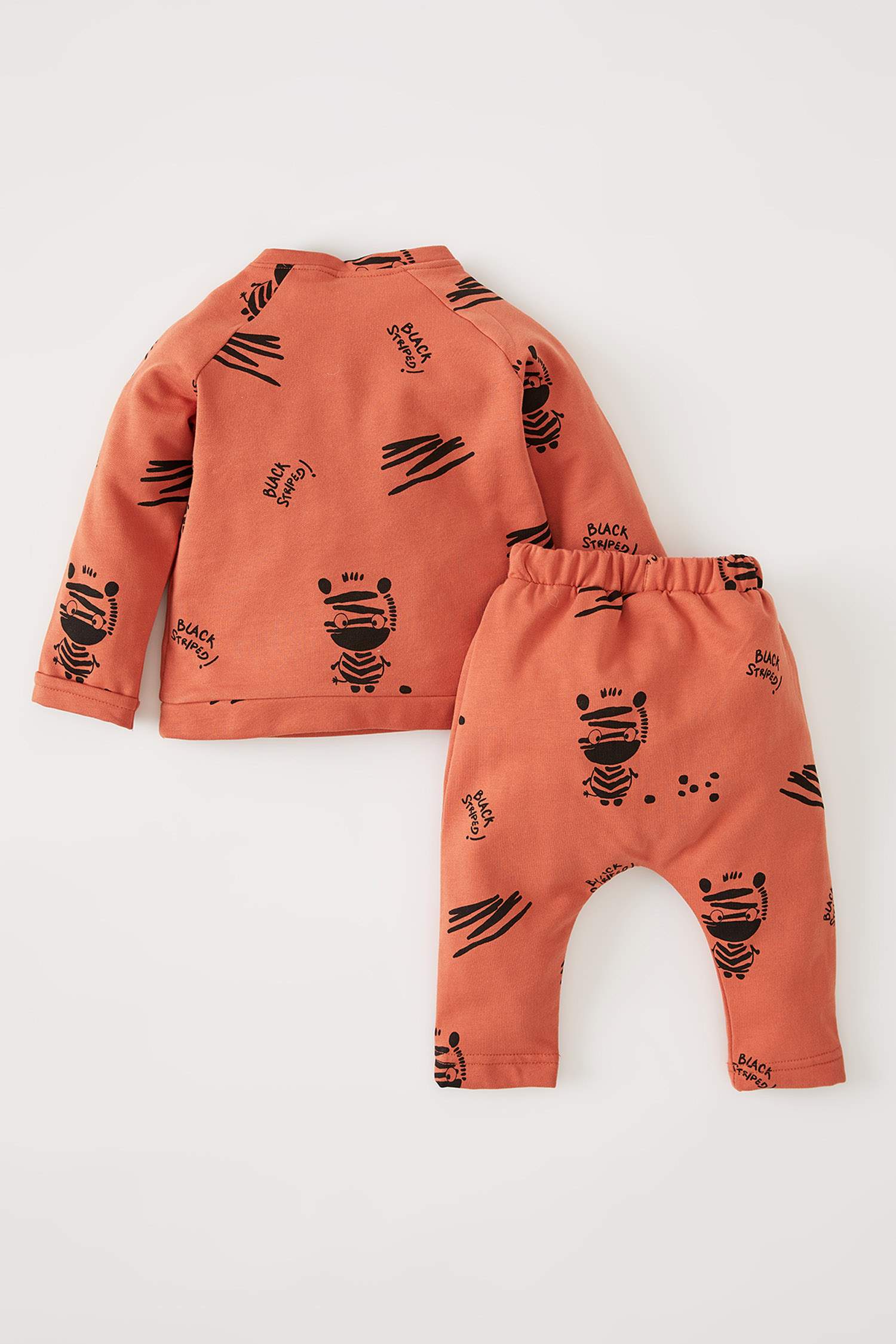 Kız Bebek Zebra Desenli Uzun Kollu İçi Yumuşak Tüylü 2'li Takım