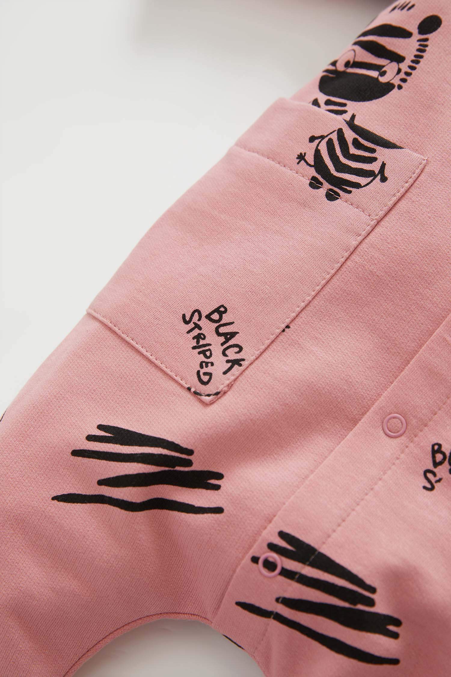 Kız Bebek Zebra Desenli Uzun Kollu Yeni Doğan Pamuklu Uyku Tulum
