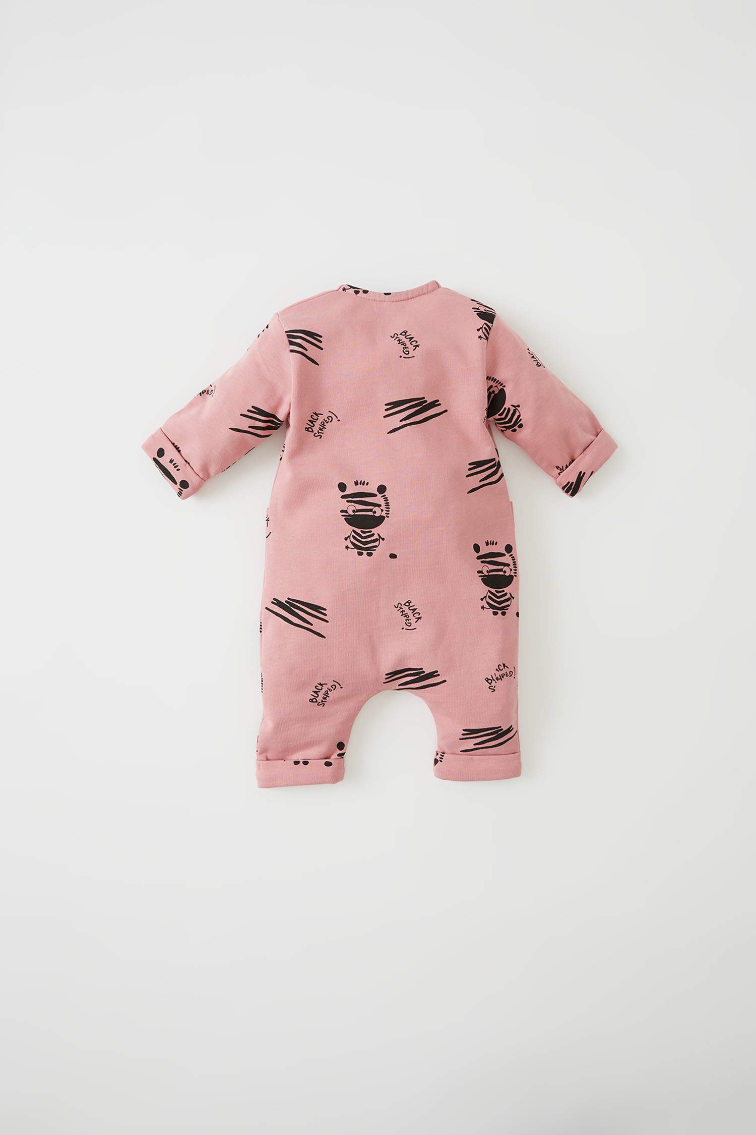 Kız Bebek Zebra Desenli Uzun Kollu Yeni Doğan Pamuklu Uyku Tulum