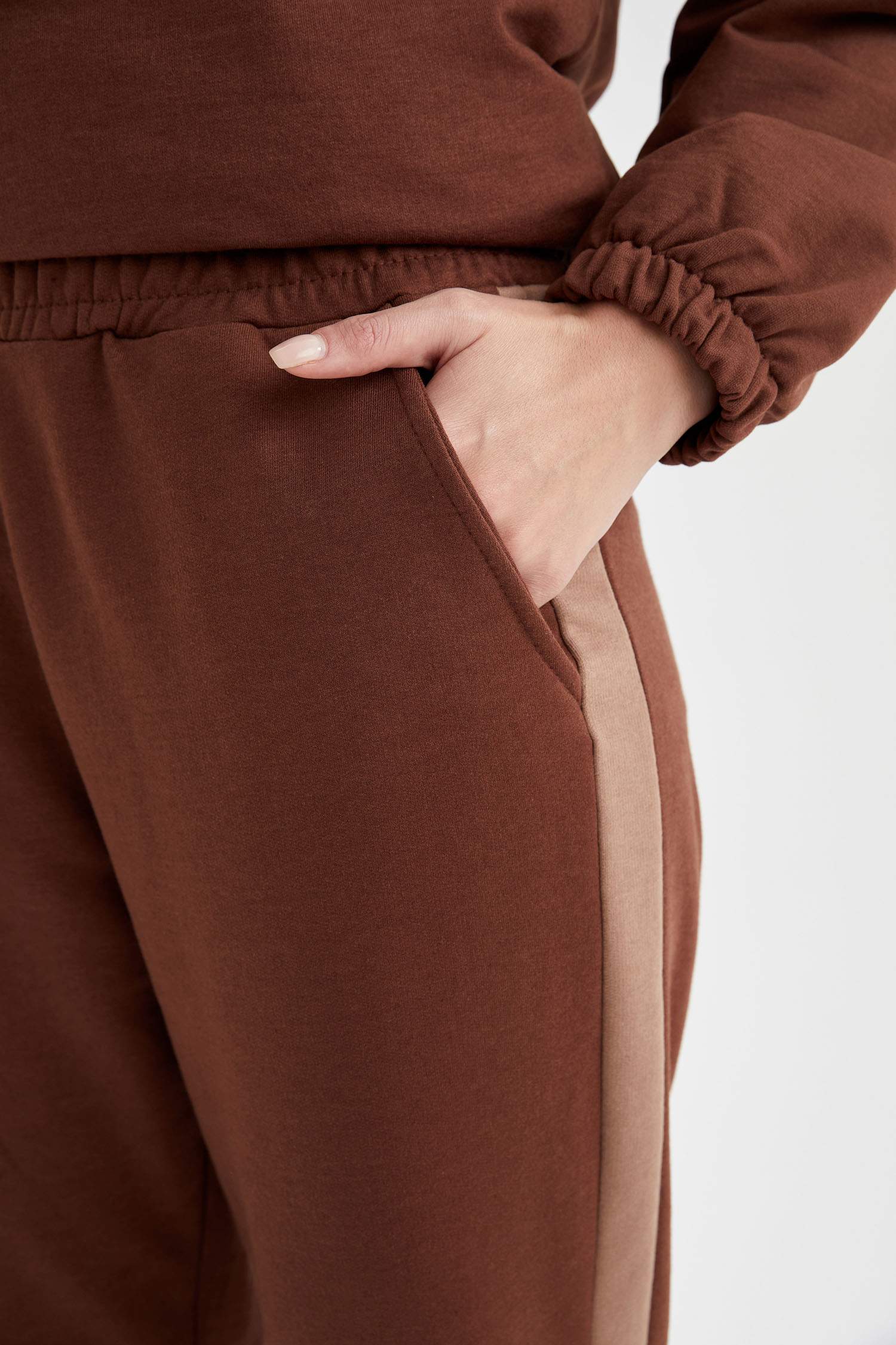 Şerit Detaylı Beli Lastikli Relax Fit İçi Yumuşak Tüylü Jogger Eşofman Altı
