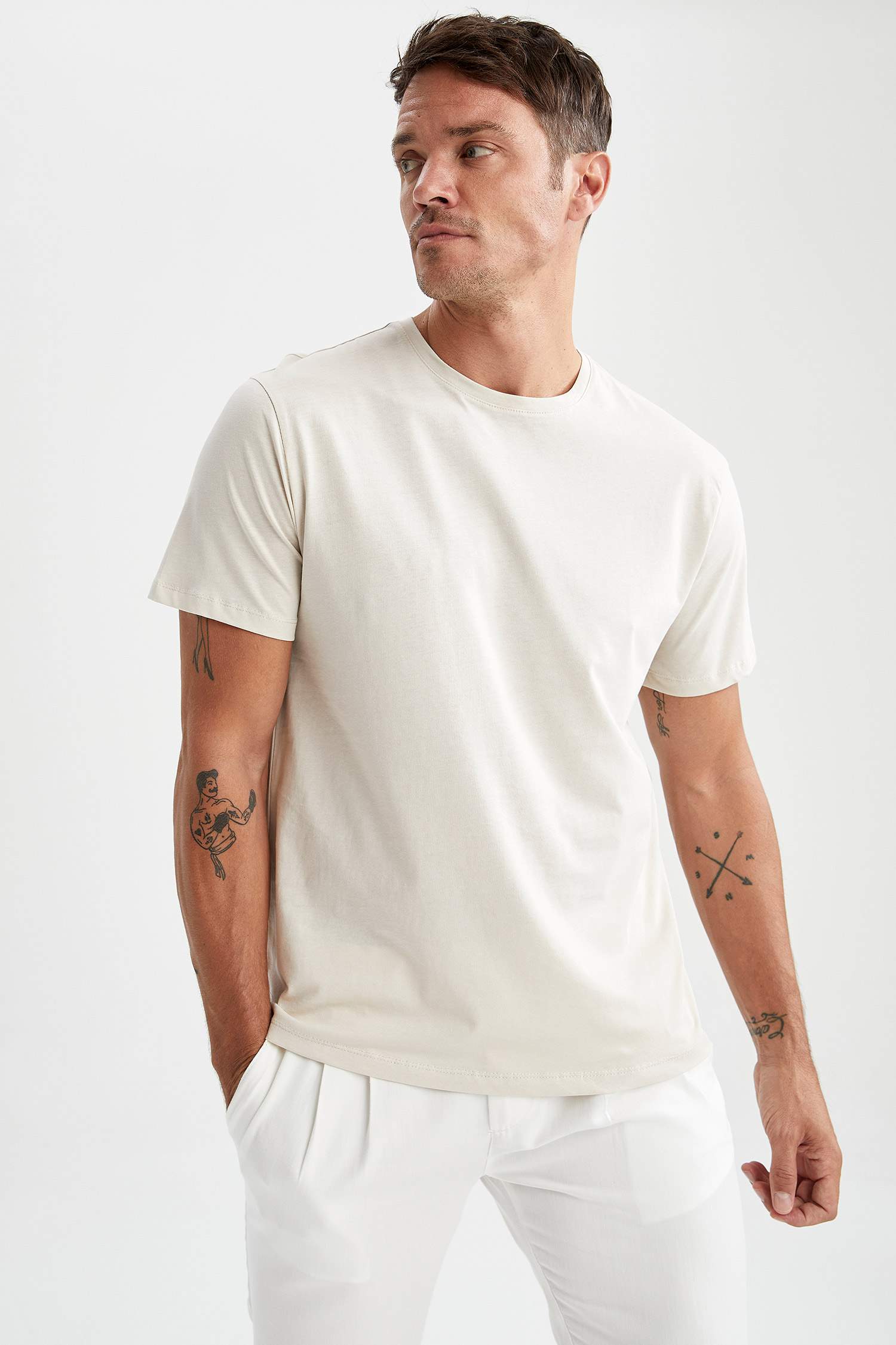 Regular Fit Bisiklet Yaka Basic Kısa Kollu Tişört