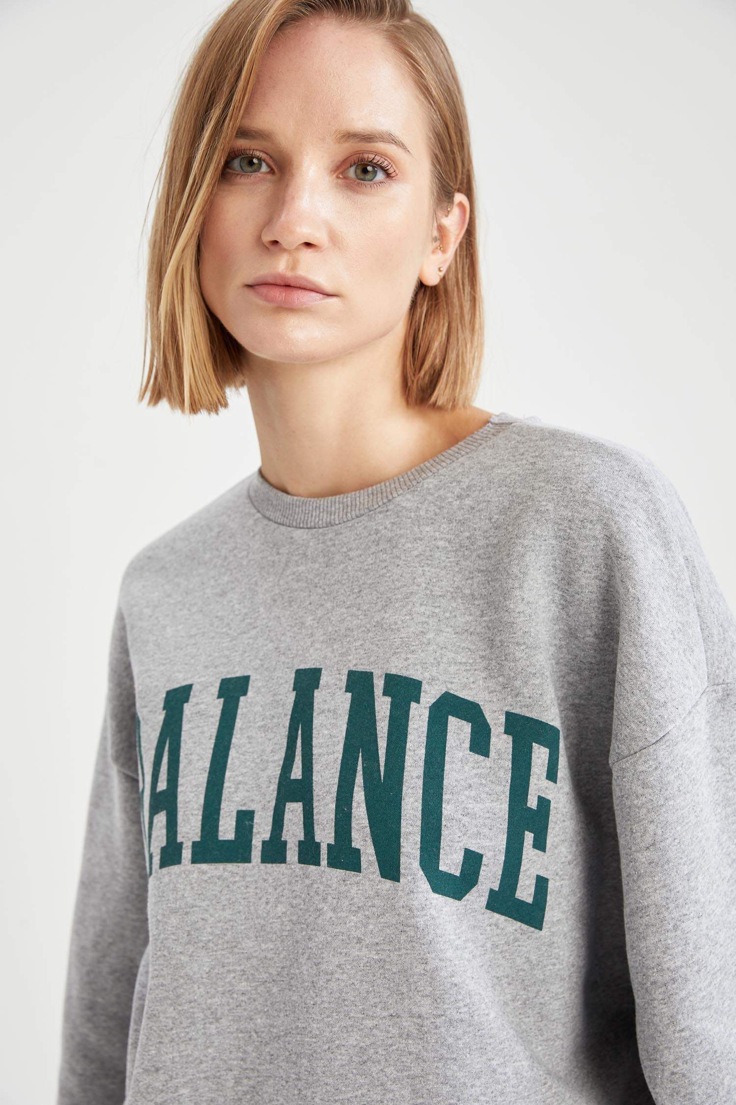 Slogan Baskılı Relax Fit Sweatshirt