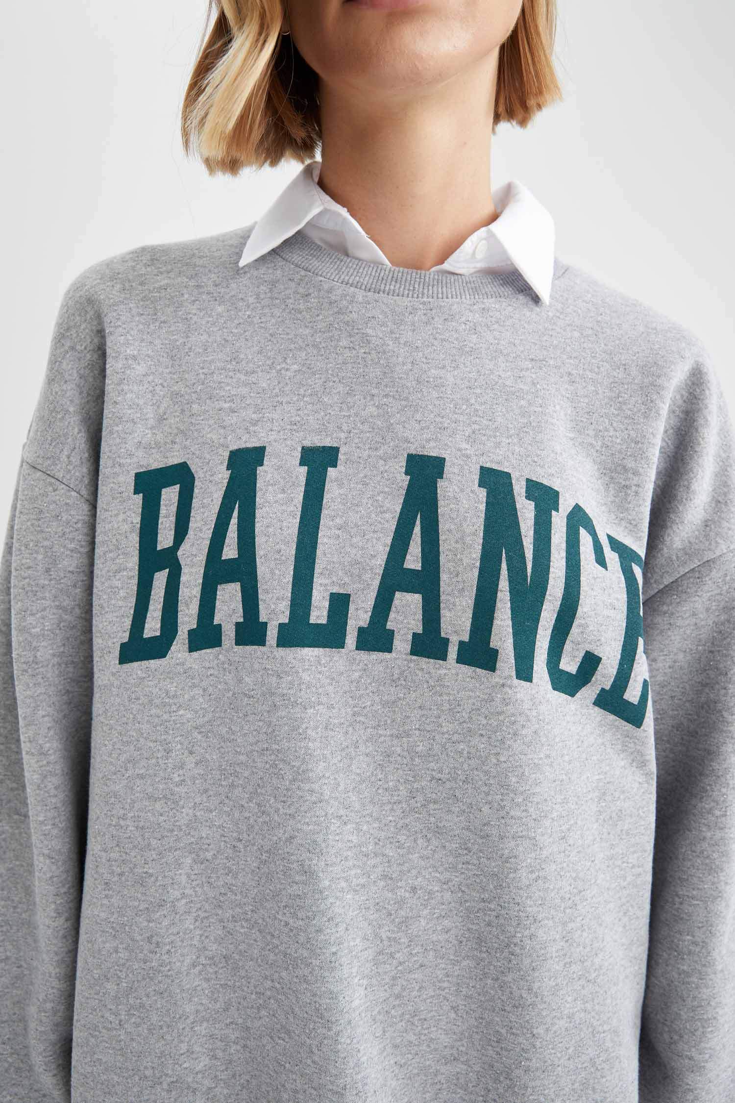 Slogan Baskılı Relax Fit Sweatshirt