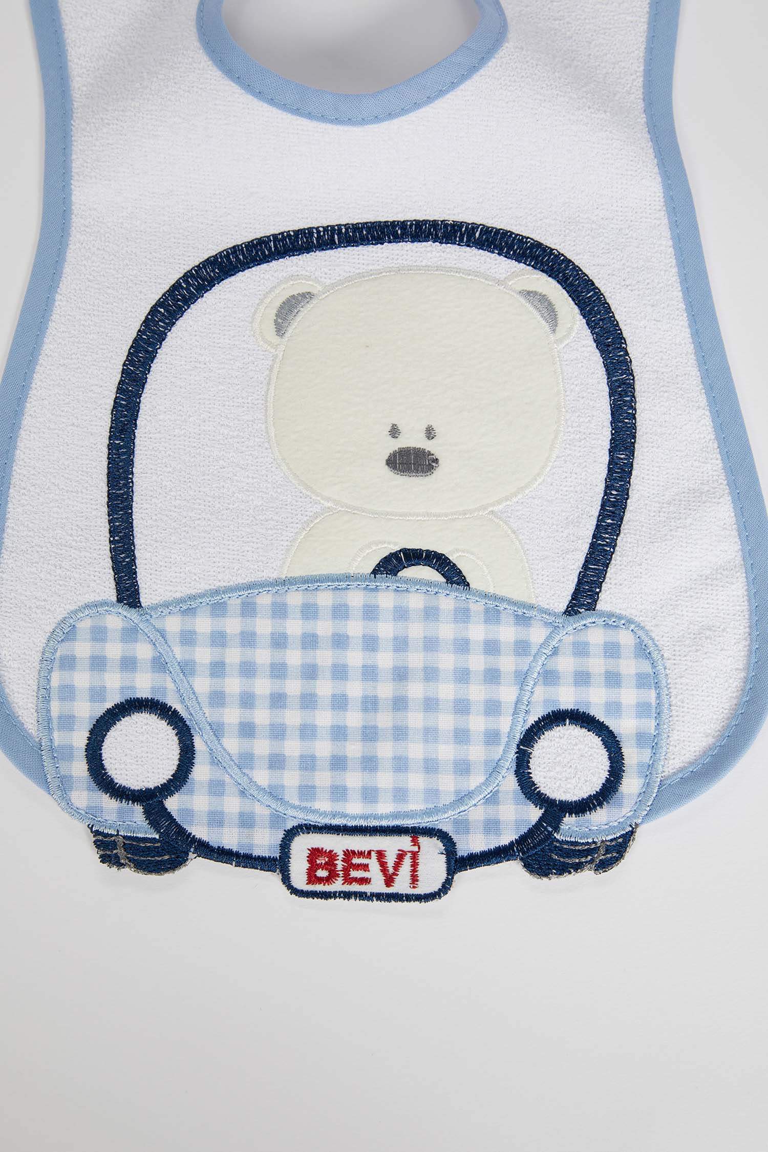 Erkek Bebek Ayıcık Baskılı Mama Önlüğü