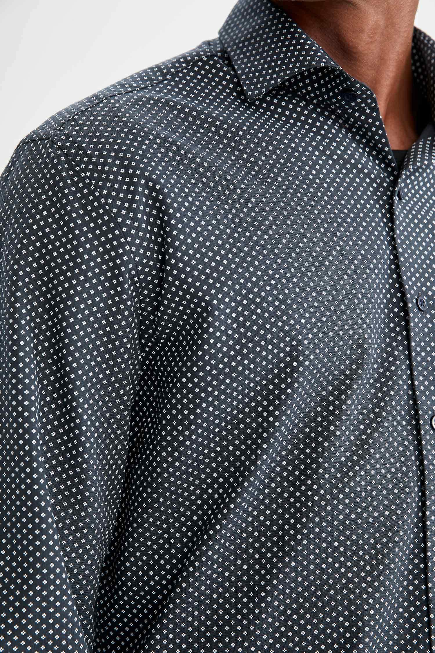 Modern Fit Desenli Klasik Uzun Kollu Gömlek