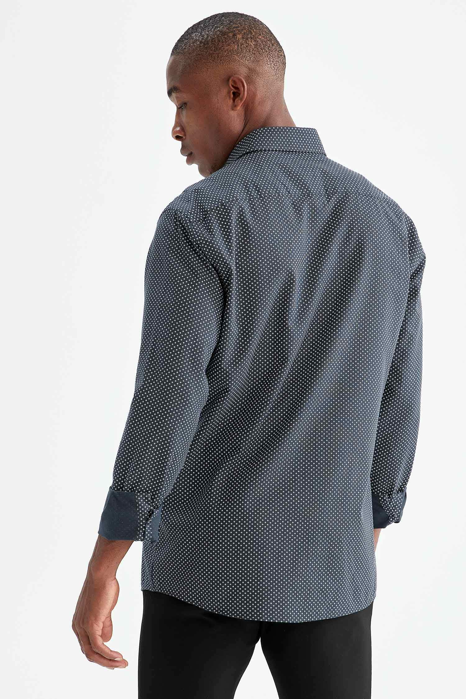 Modern Fit Desenli Klasik Uzun Kollu Gömlek