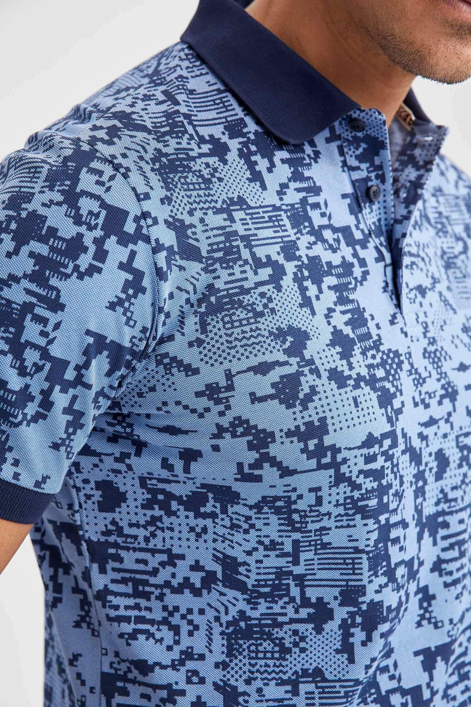 Slim Fit Polo Yaka Desenli Kısa Kollu Tişört