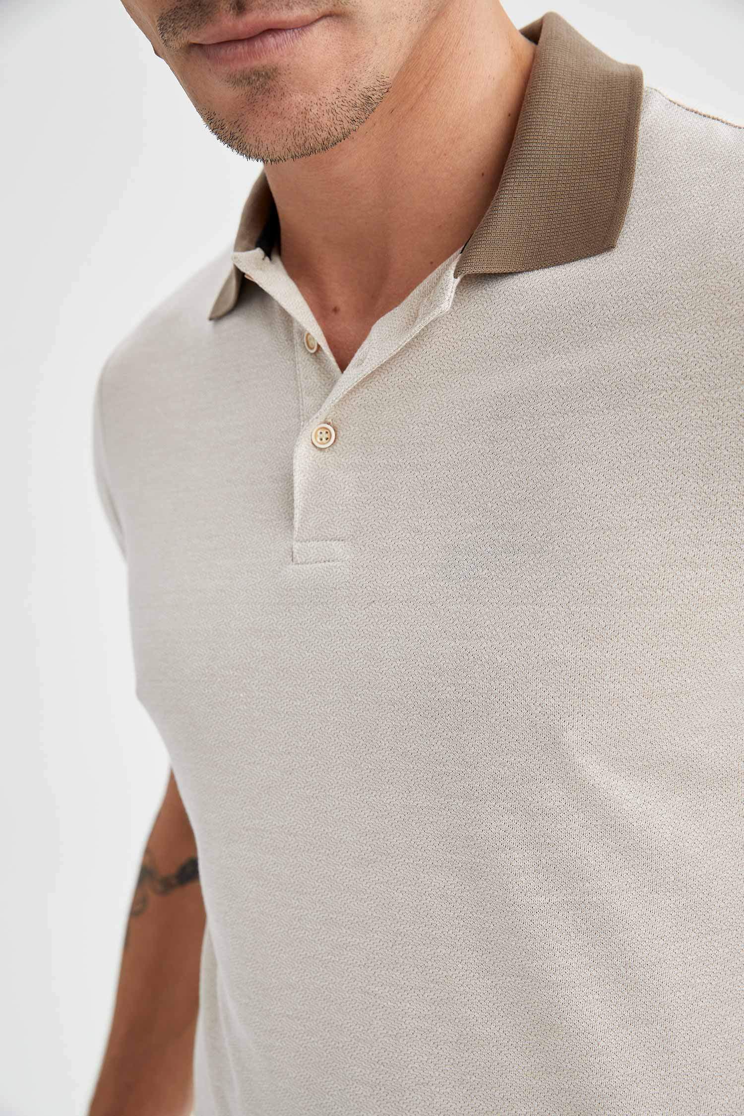 Slim Fit Polo Yaka Desenli Kısa Kollu Tişört
