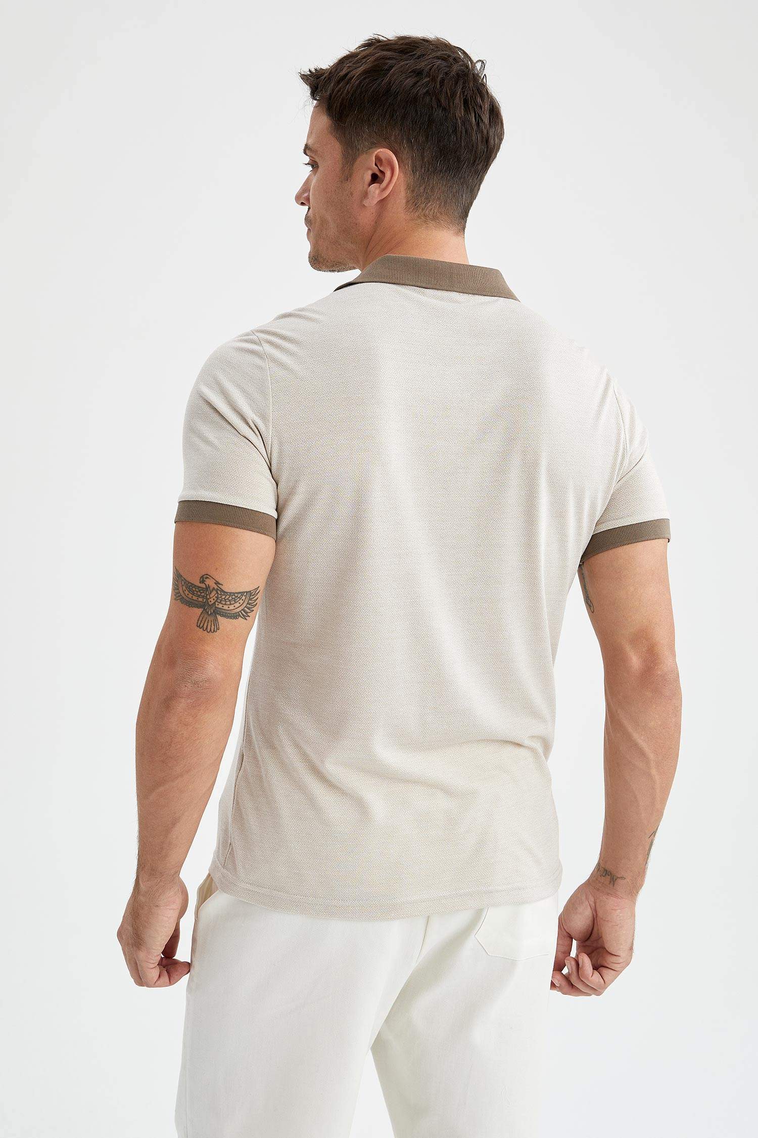 Slim Fit Polo Yaka Desenli Kısa Kollu Tişört
