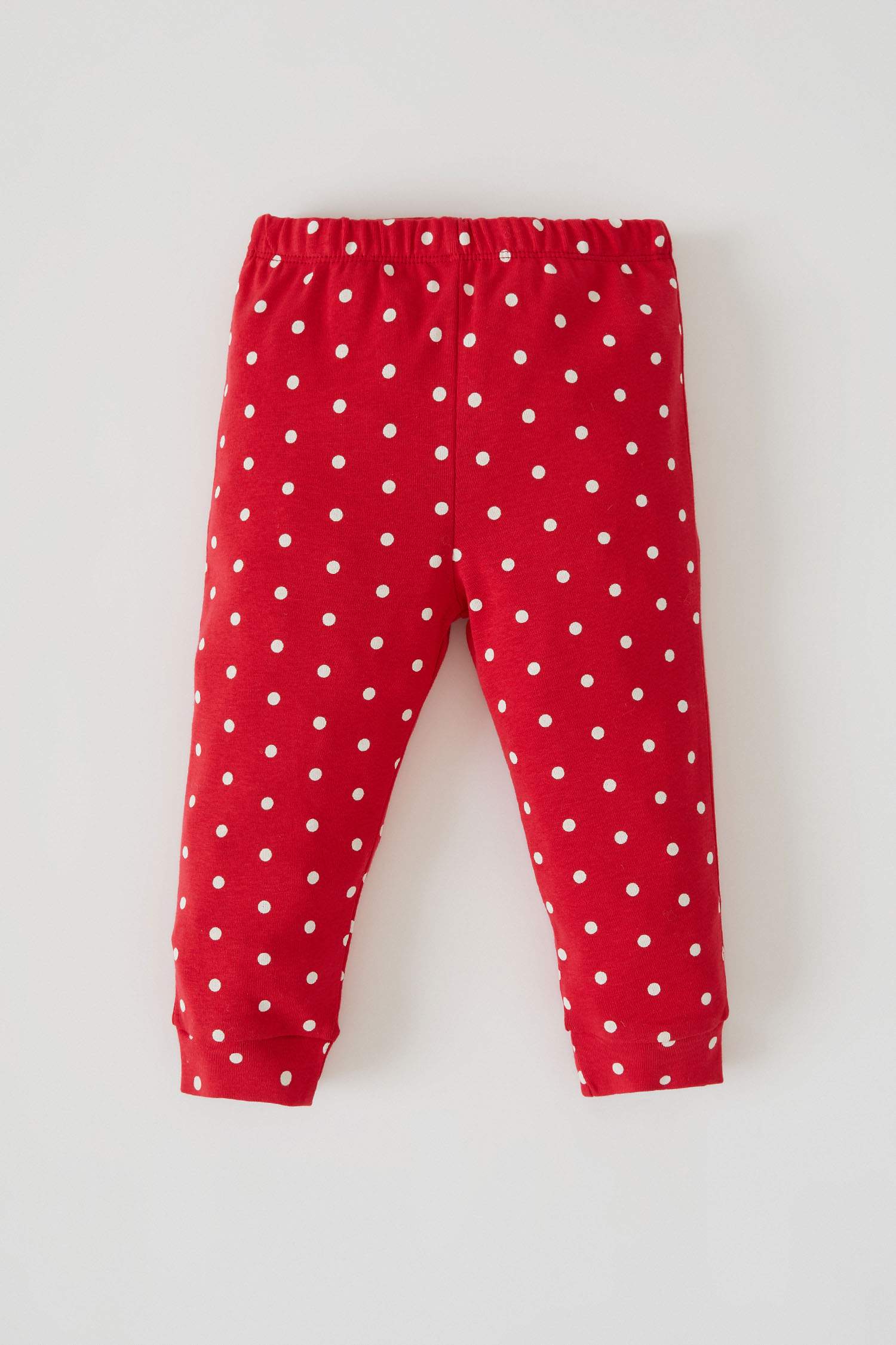 Kız Bebek Puantiye Desenli Yılbaşı Temalı Pamuklu Uzun Kollu Pijama Takım