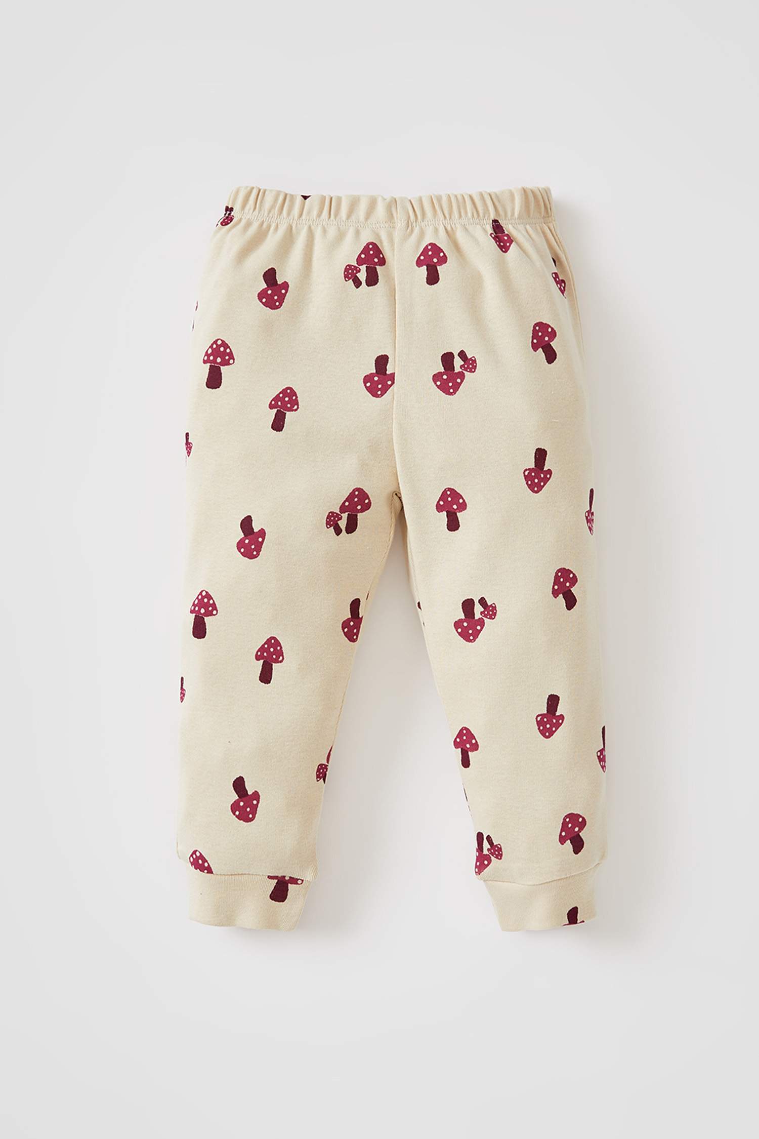 Kız Bebek Mantar Desenli Uzun Kollu Pamuklu Pijama Takım