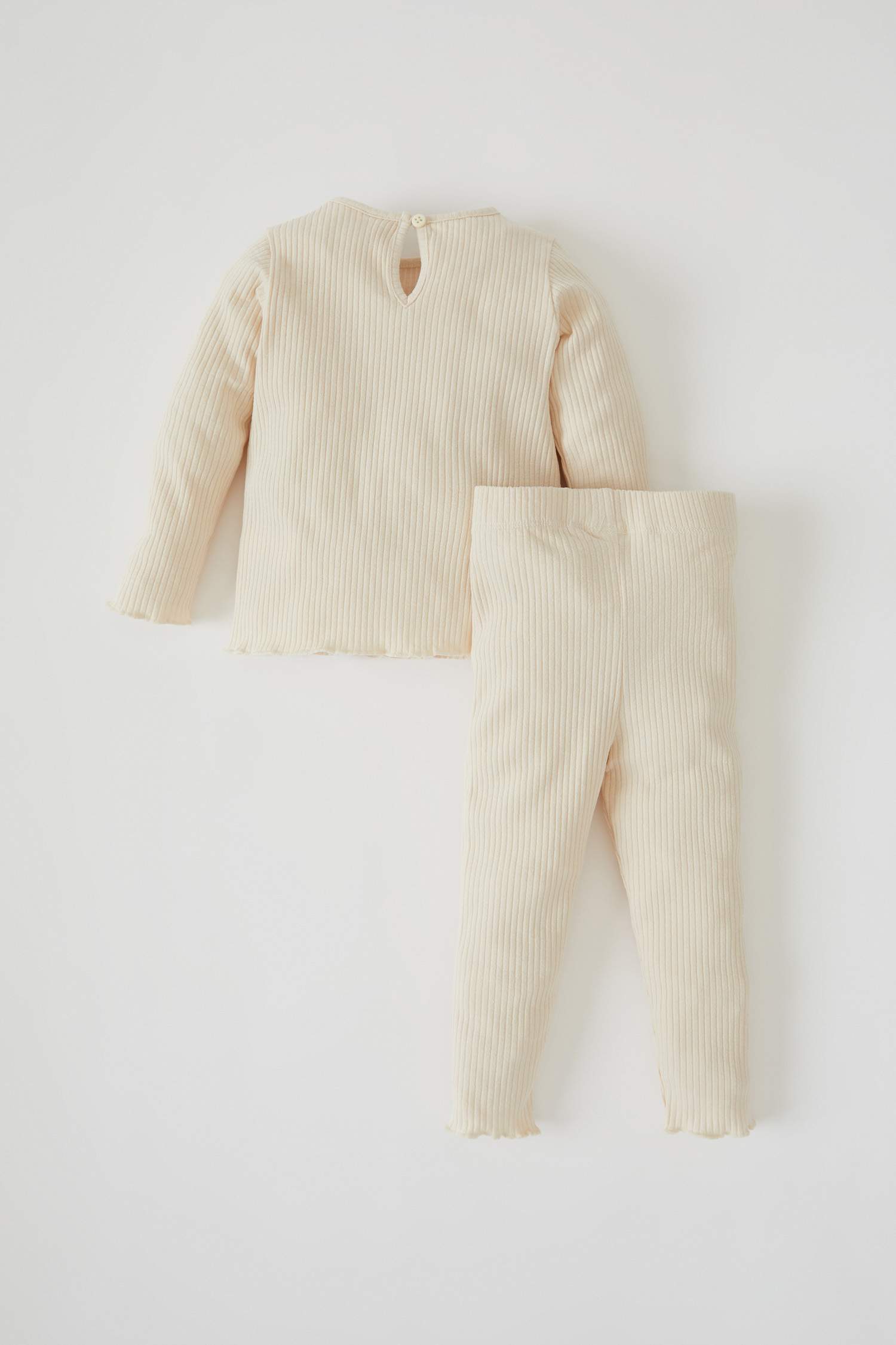 Kız Bebek Fitilli Pamuklu Uzun Kollu Pijama Takım