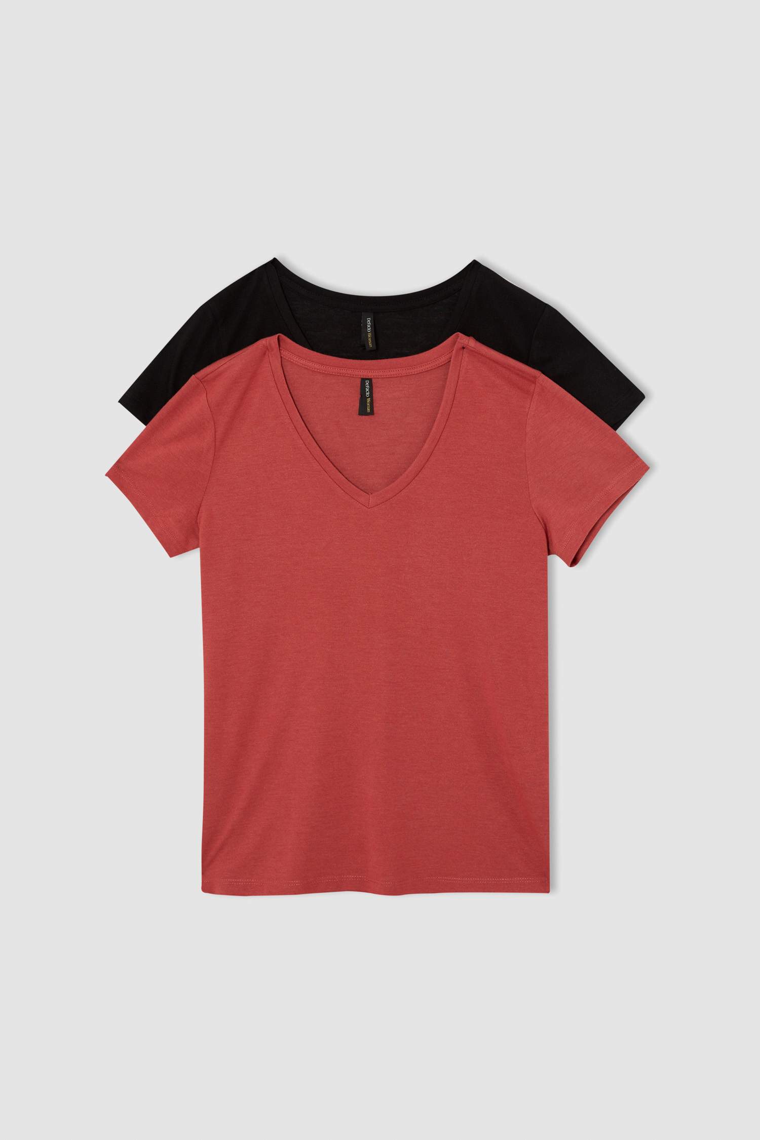 Regular Fit V Yaka Pamuklu 2'li Tişört