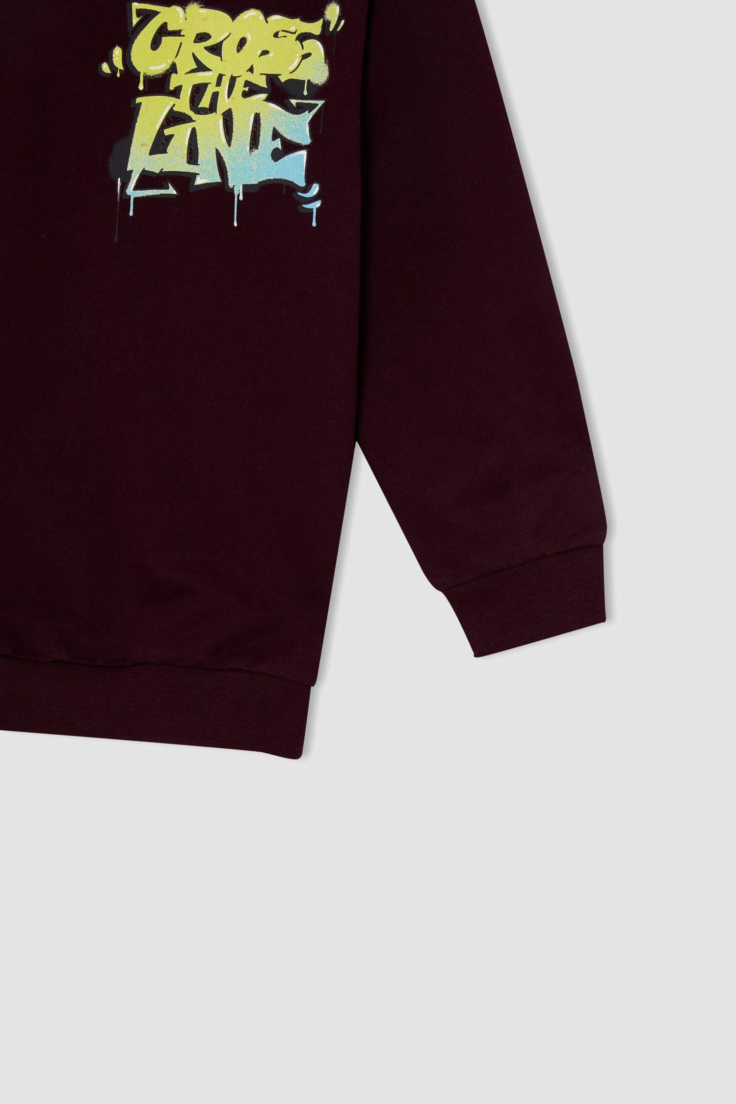 Erkek Çocuk Oversize Slogan Desenli Kapüşonlu Sweatshirt
