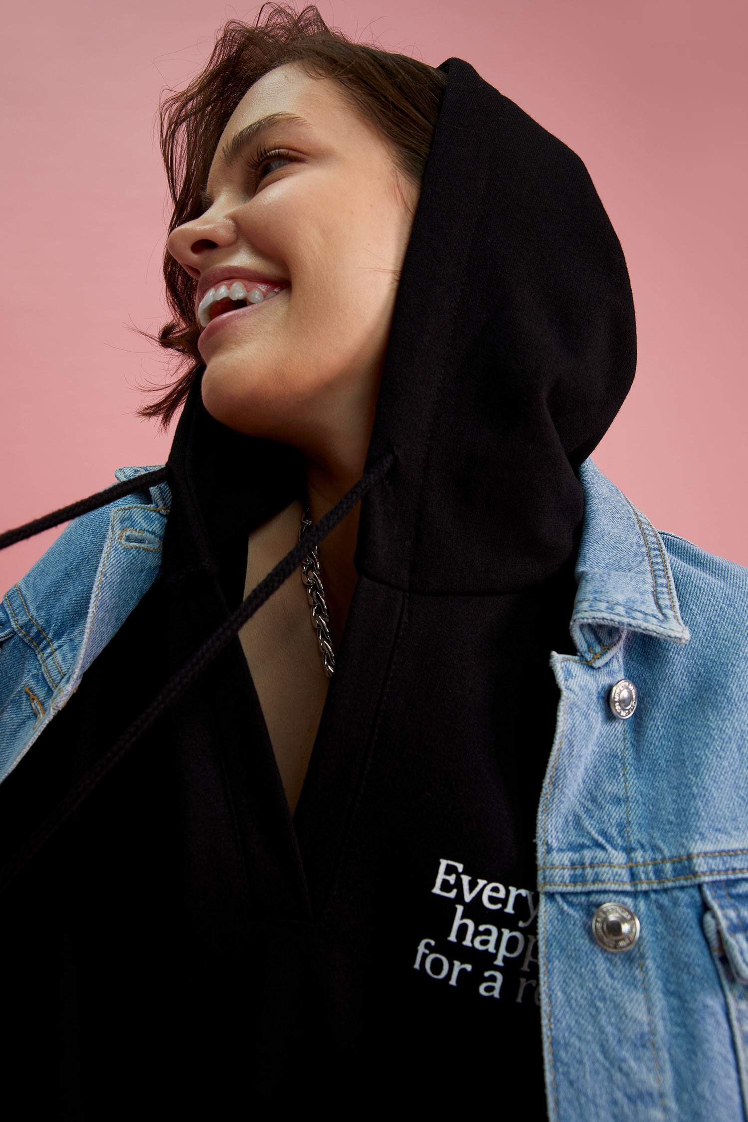 Slogan Baskılı Kapüşonlu Hamile Sweat Elbise