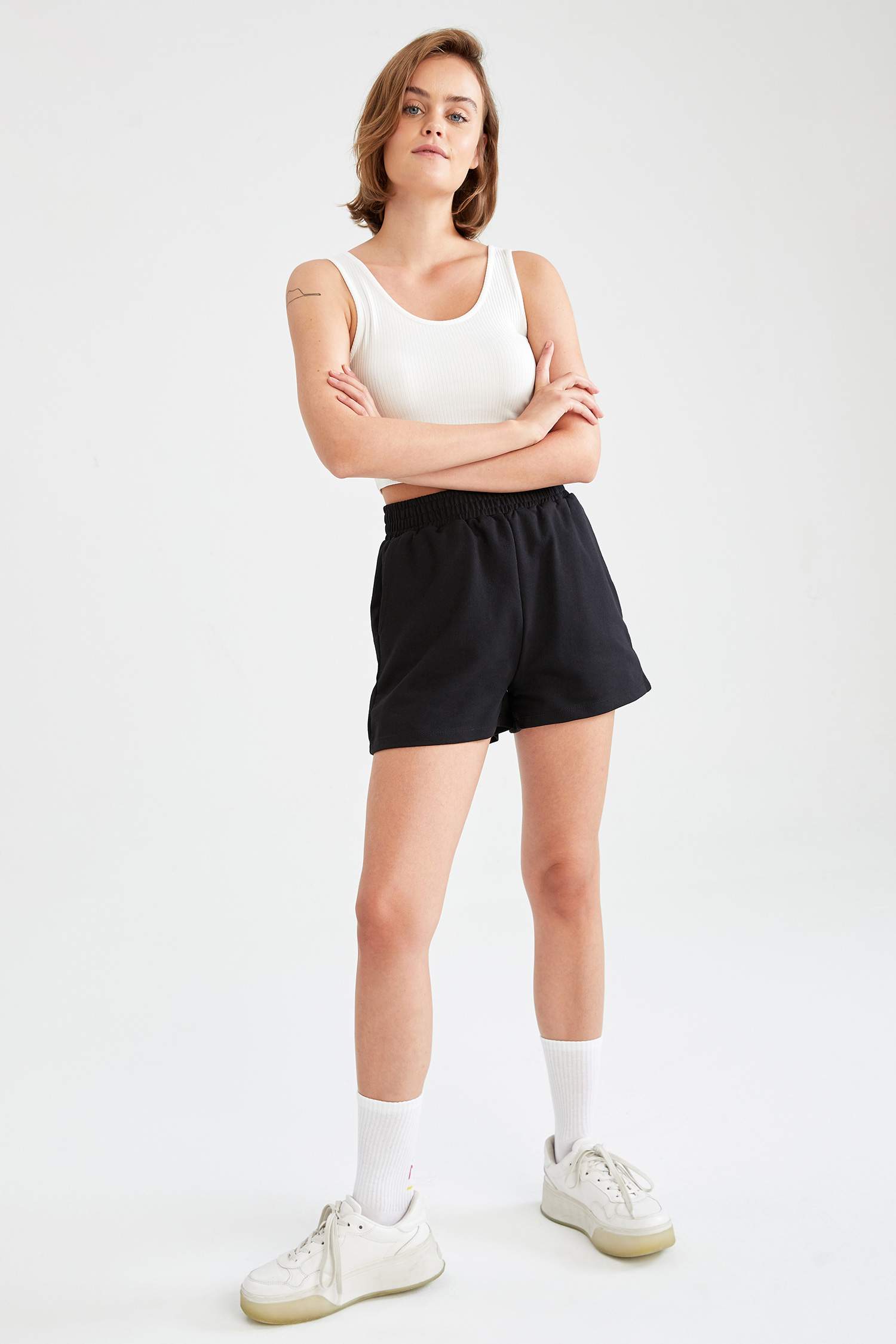 Cepli Beli Lastikli Relax Fit Mini Şort