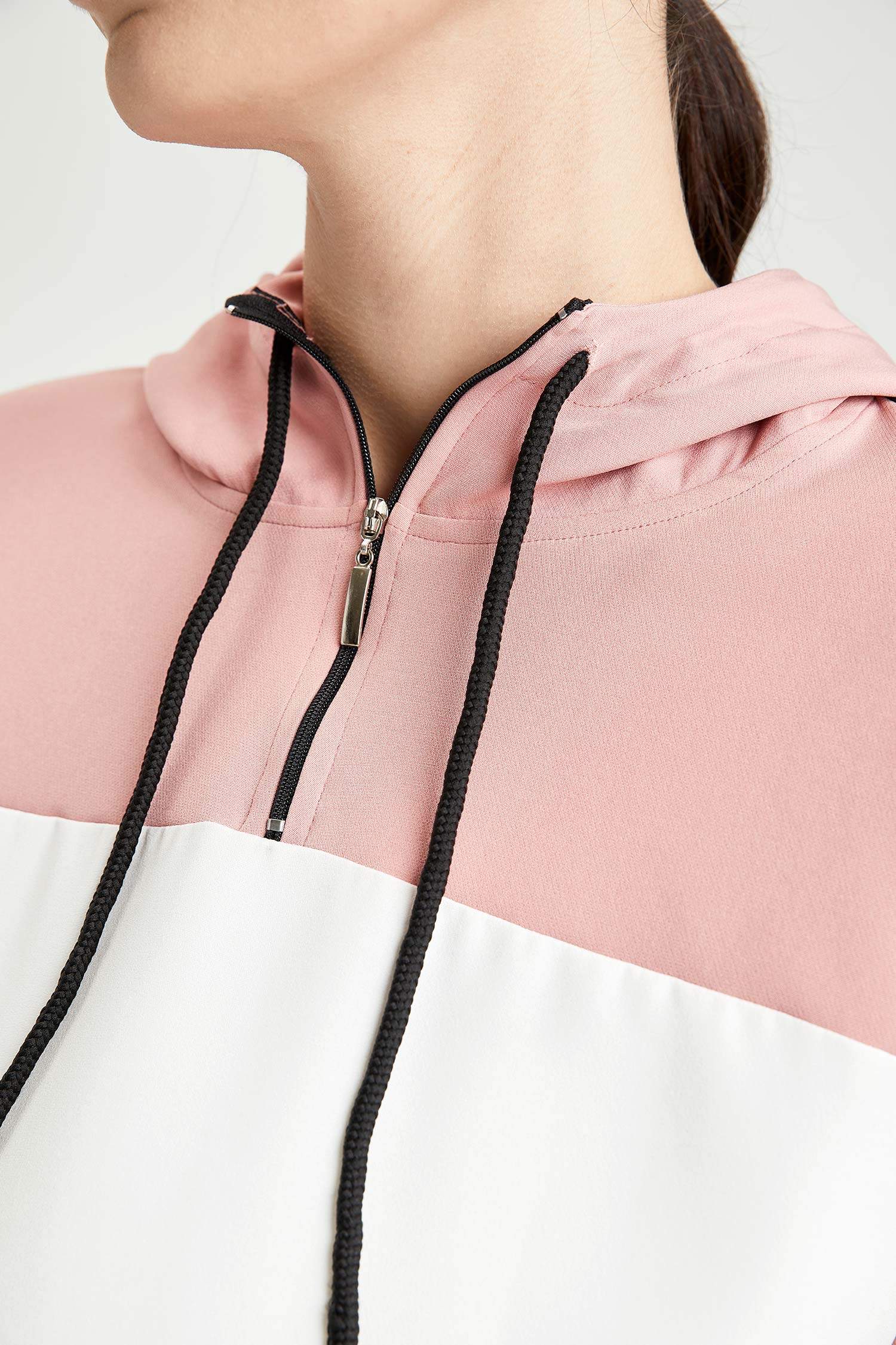 Hamile Relax Fit Renk Bloklu Kapüşonlu Sweatshirt