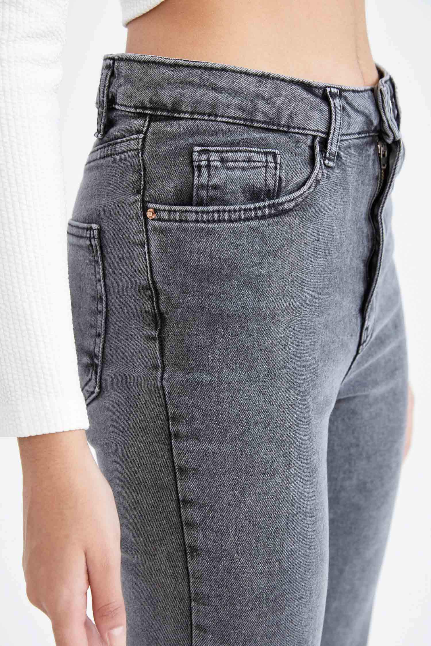 Vintage Slim Fit Yüksek Bel Jean Pantolon