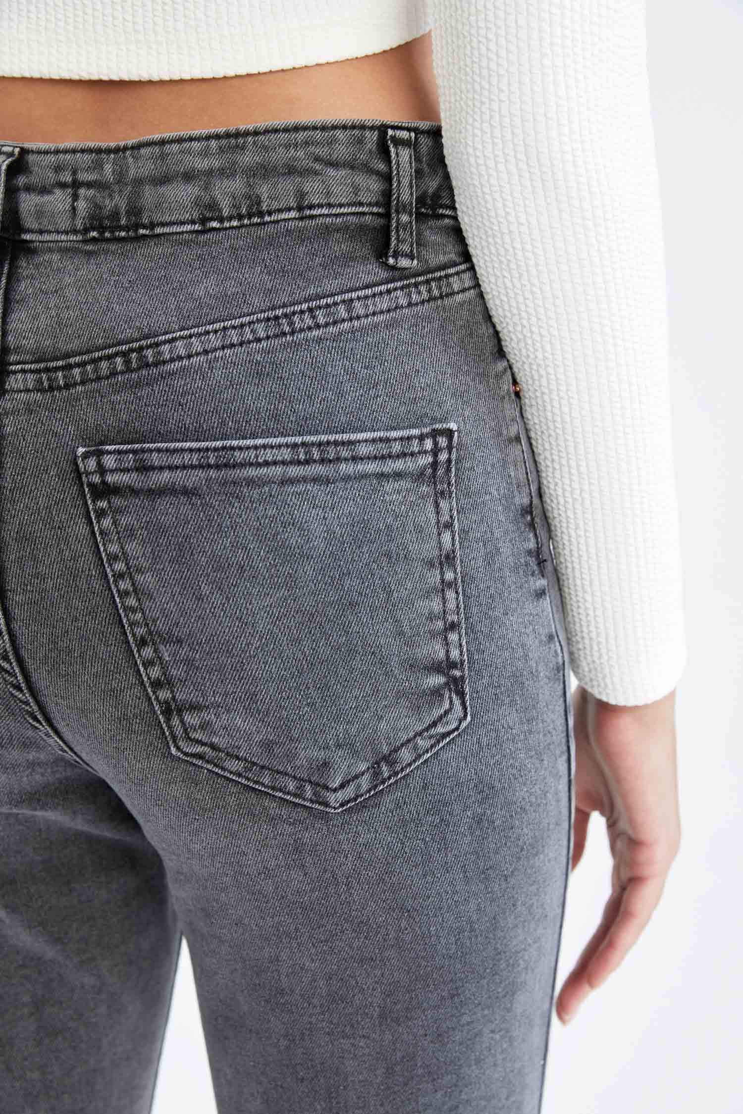 Vintage Slim Fit Yüksek Bel Jean Pantolon
