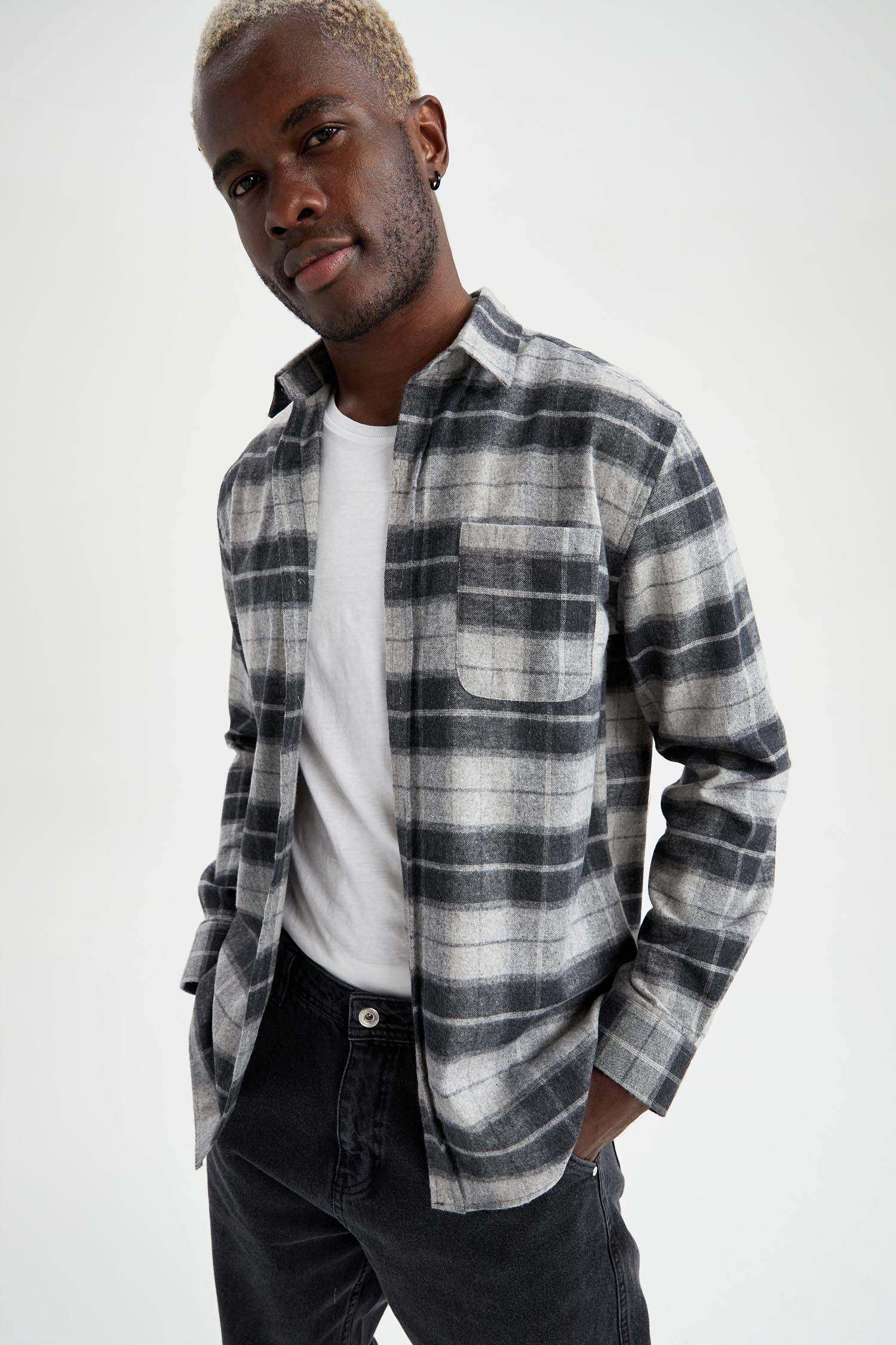 Modern Fit Ekose Desenli Uzun Kollu Oduncu Gömlek