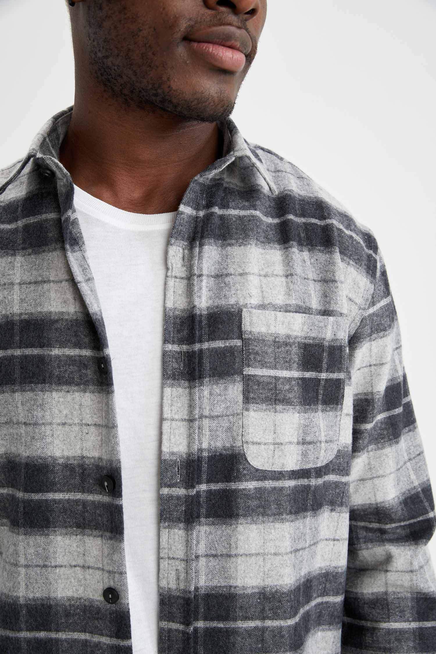 Modern Fit Ekose Desenli Uzun Kollu Oduncu Gömlek