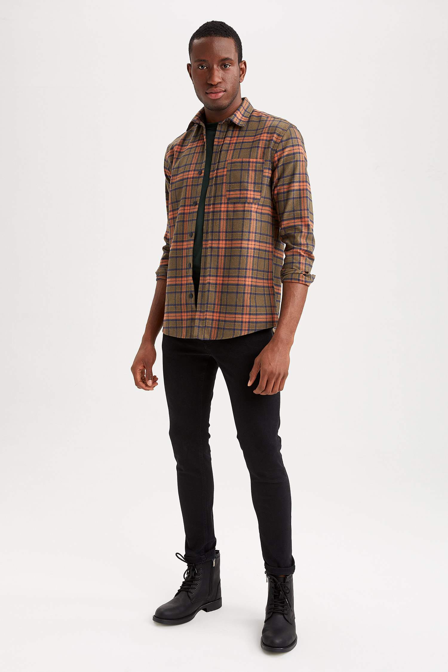 Modern Fit Ekose Desenli Uzun Kollu Oduncu Gömlek