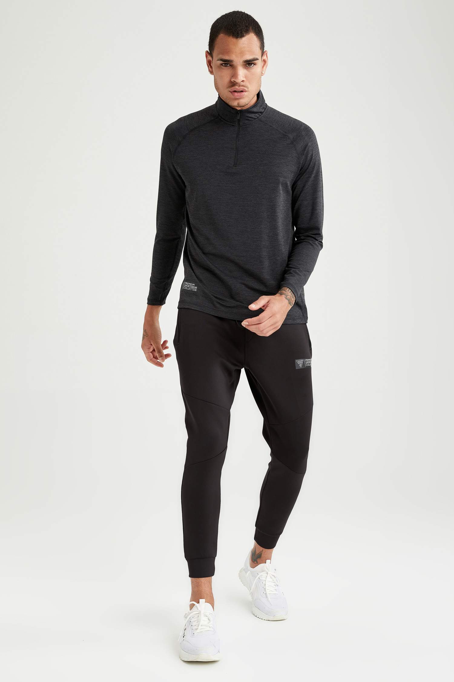 Defacto Fit Slim Fit Fermuarlı Dik Yaka Spor Sweatshirt