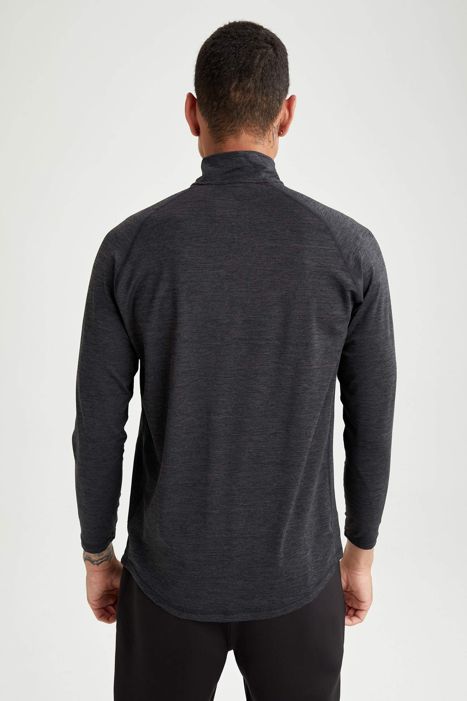 Defacto Fit Slim Fit Fermuarlı Dik Yaka Spor Sweatshirt