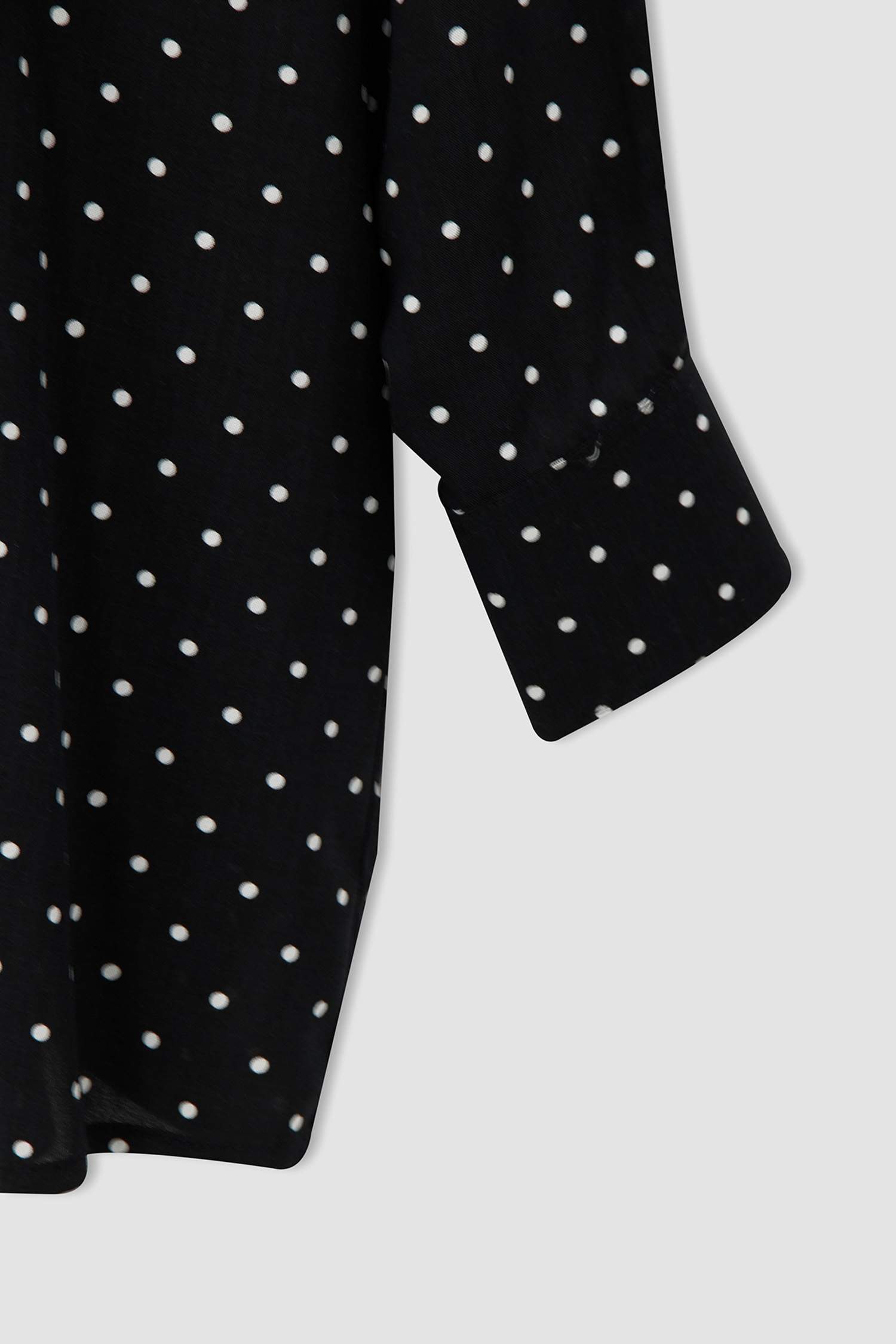 Puantiye Desenli Oversize Fit Büyük Beden Uzun Kollu Gömlek
