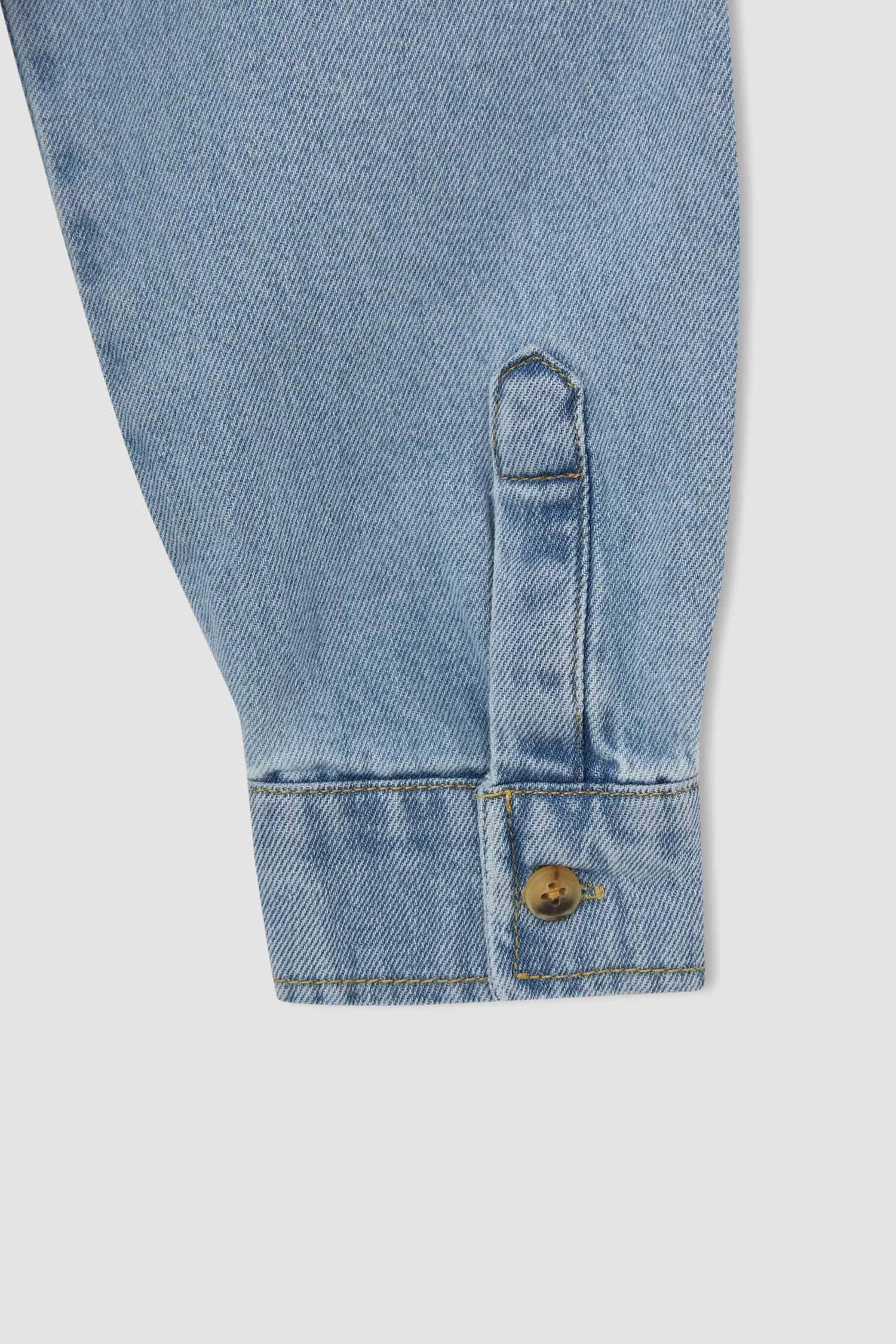 Erkek Çocuk Regular Fit Çift Cepli Uzun Kollu Jean Gömlek