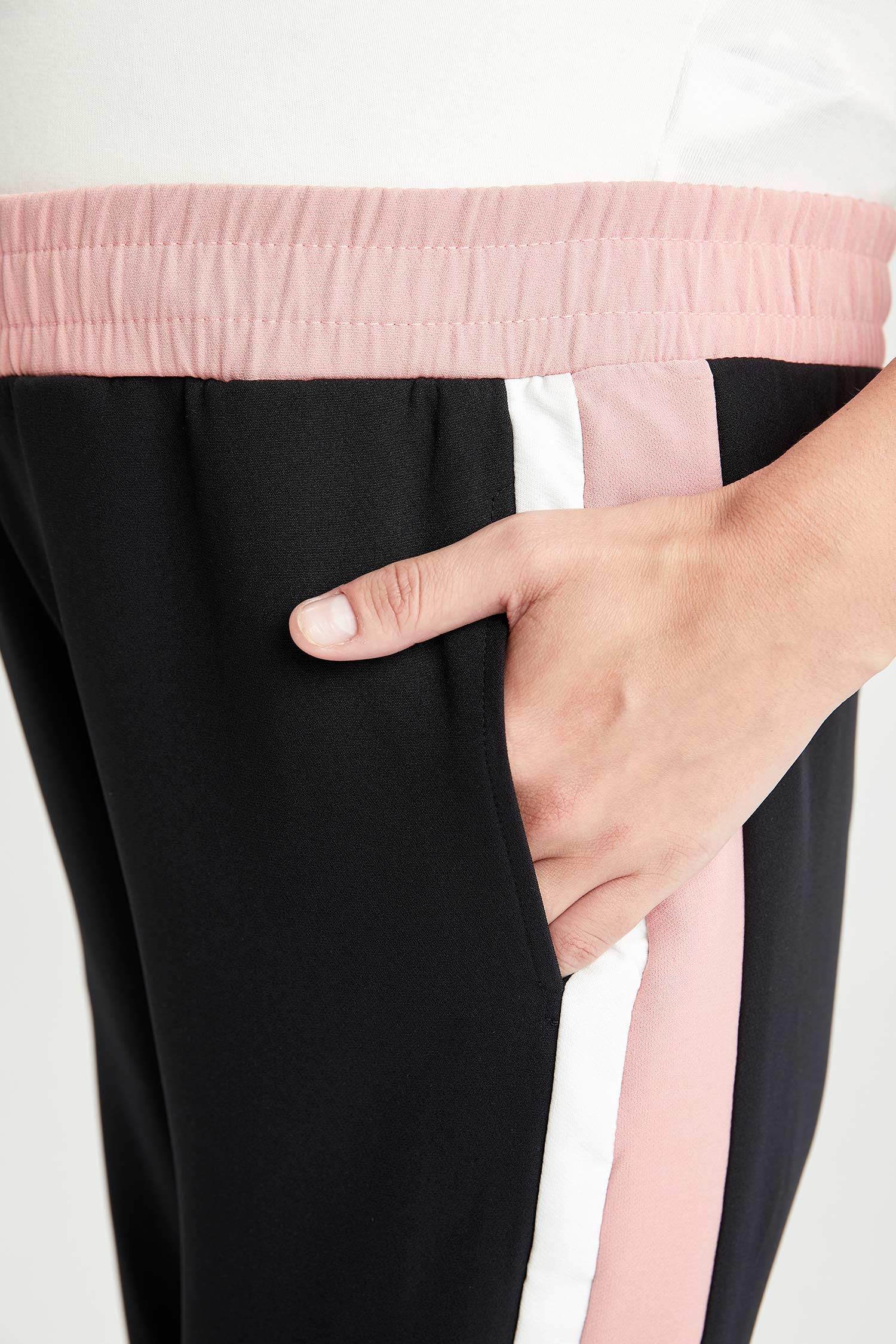 Hamile Relax Fit Renk Bloklu Jogger Eşofman Altı