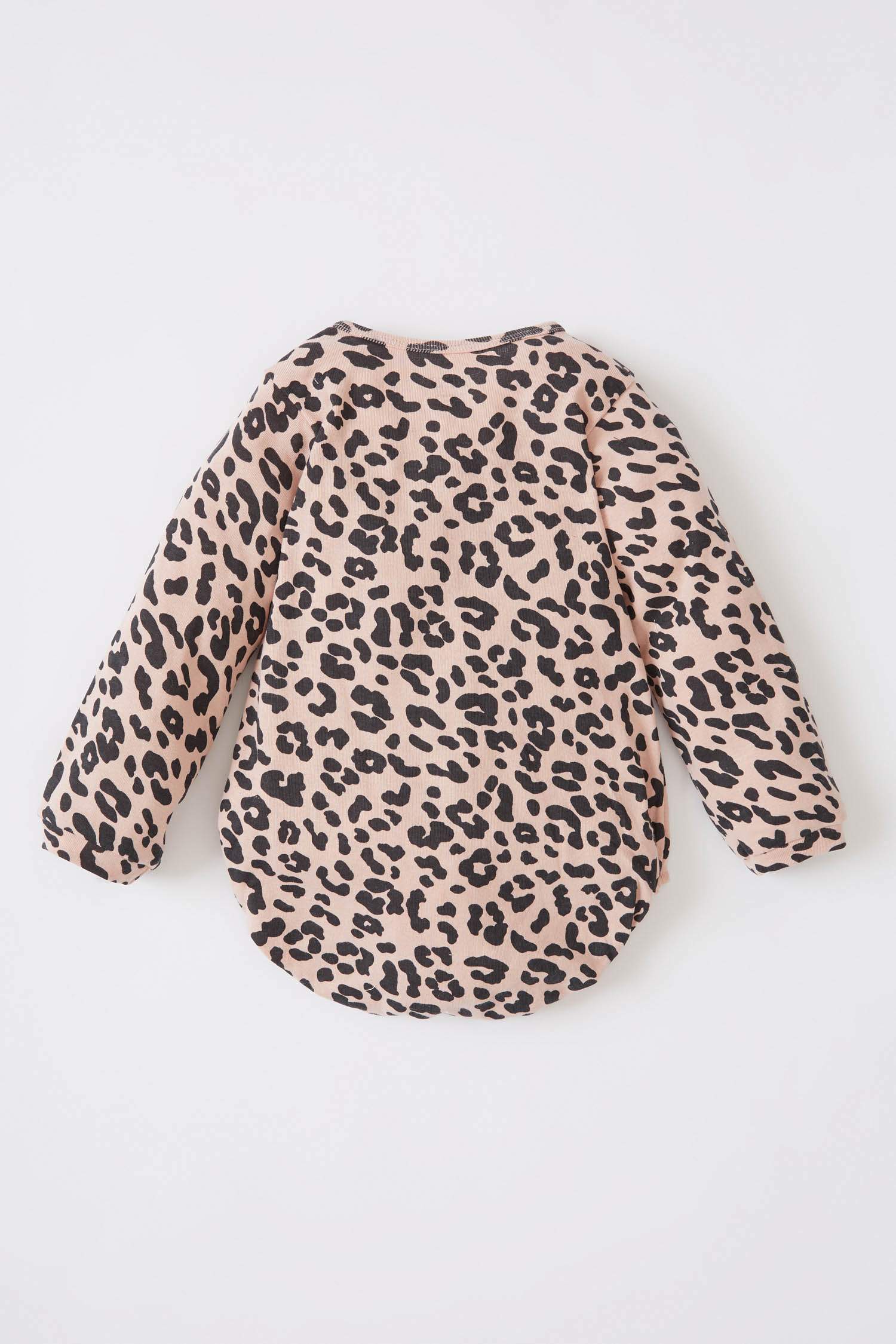 Kız Bebek Leopar Desenli Yeni Doğan Uzun Kollu Çıtçıtlı Body