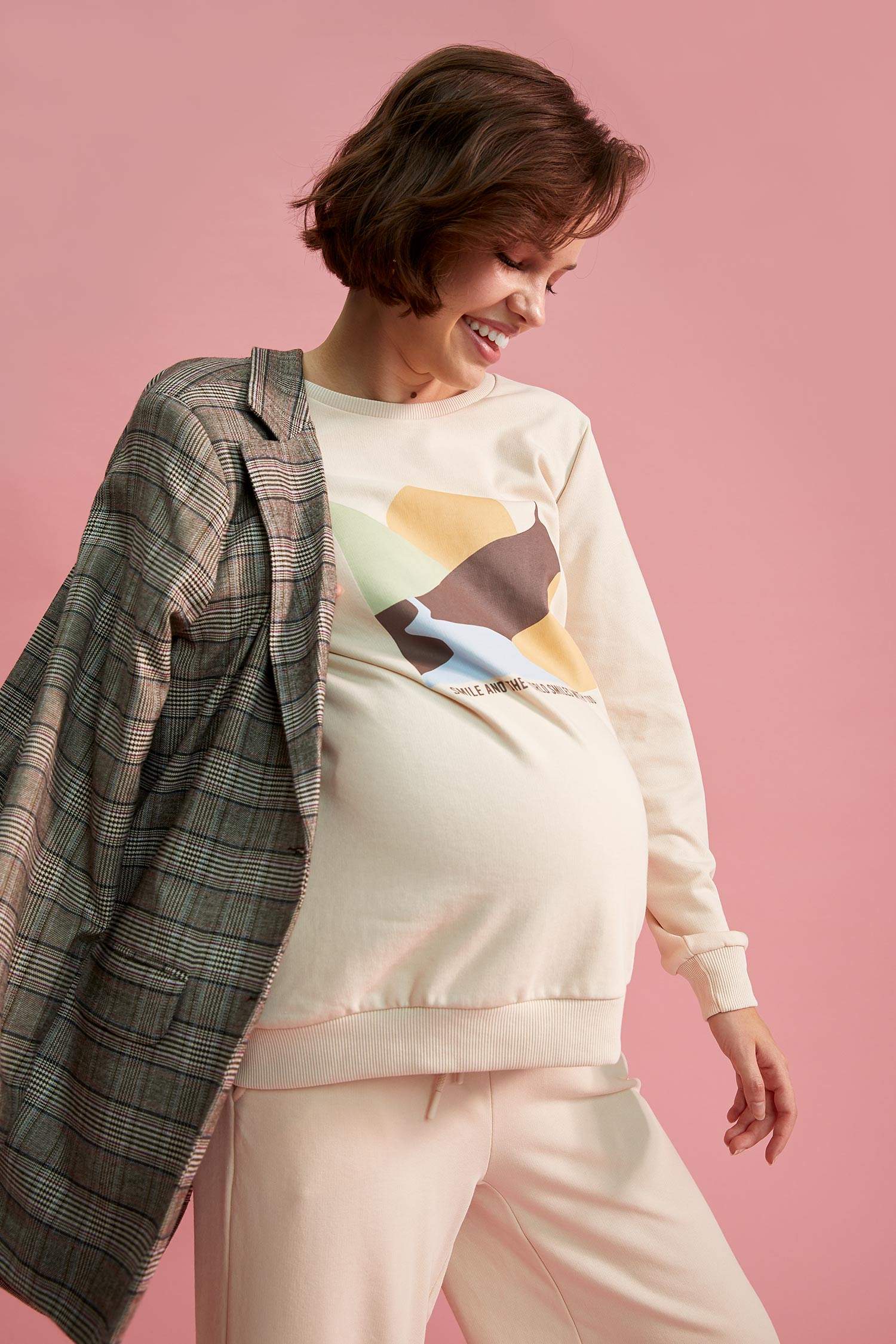 Hamile Baskılı Regular Fit Sweatshirt
