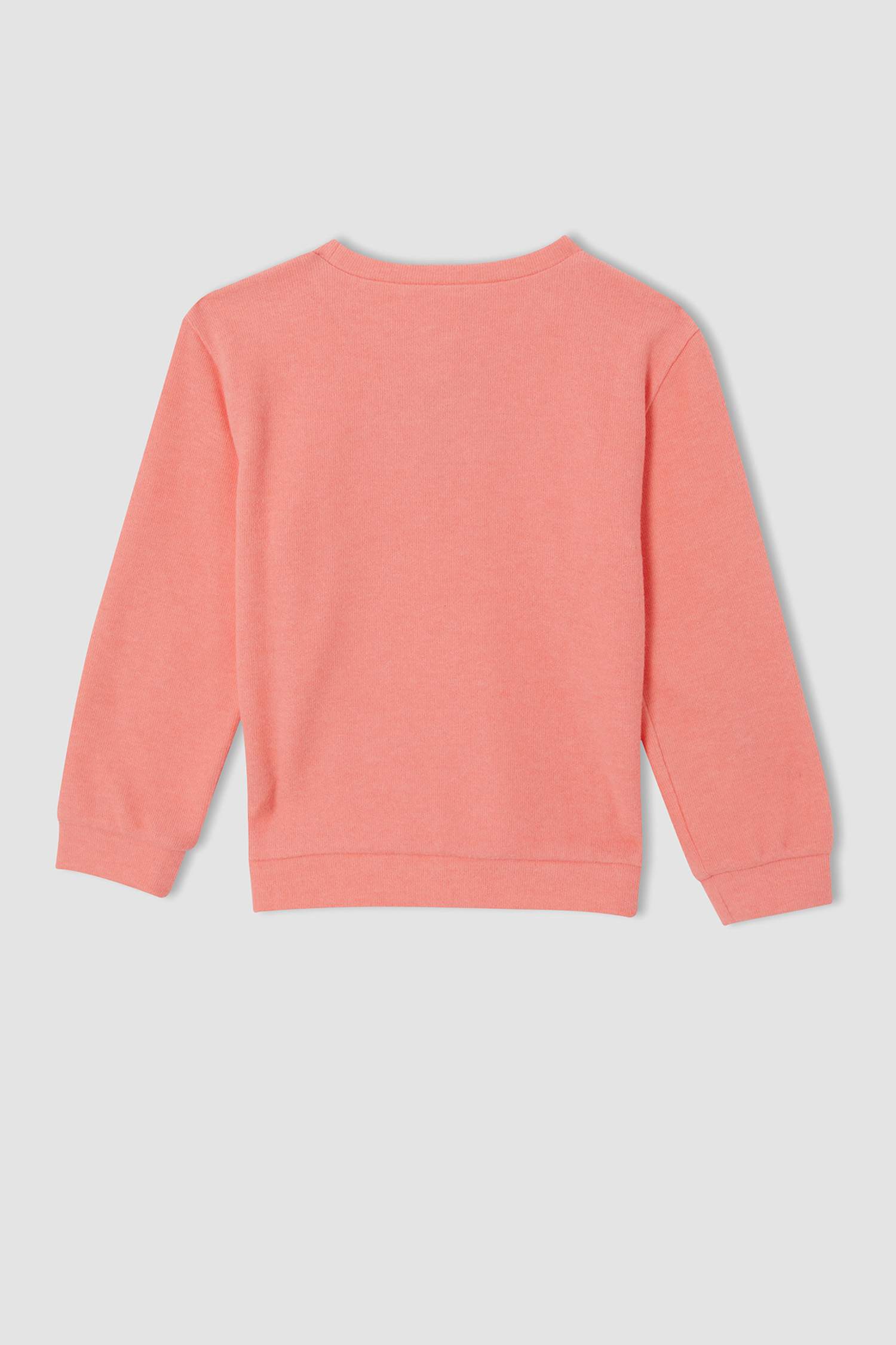 Kız Çocuk Regular Fit Bisiklet Yaka Baskılı Selanik Kumaş Sweatshirt