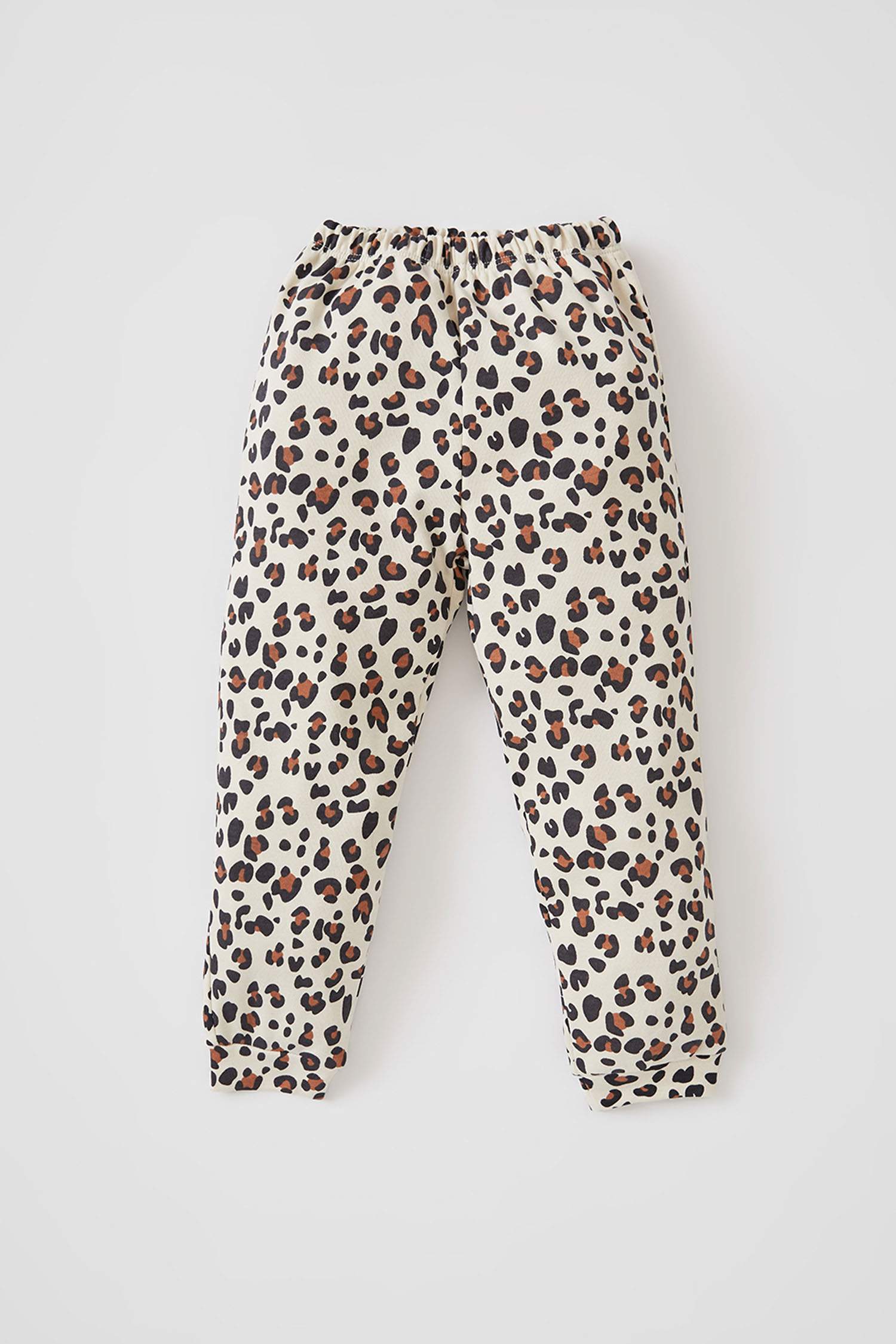 Kız Bebek Leopar Desenli Pamuklu Uzun Kollu Pijama Takım